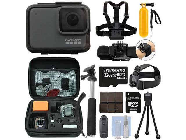 GoPro Hero7 Silver 10 MP Waterproof 4K Camera Camcorder + 32GB Action Bundle