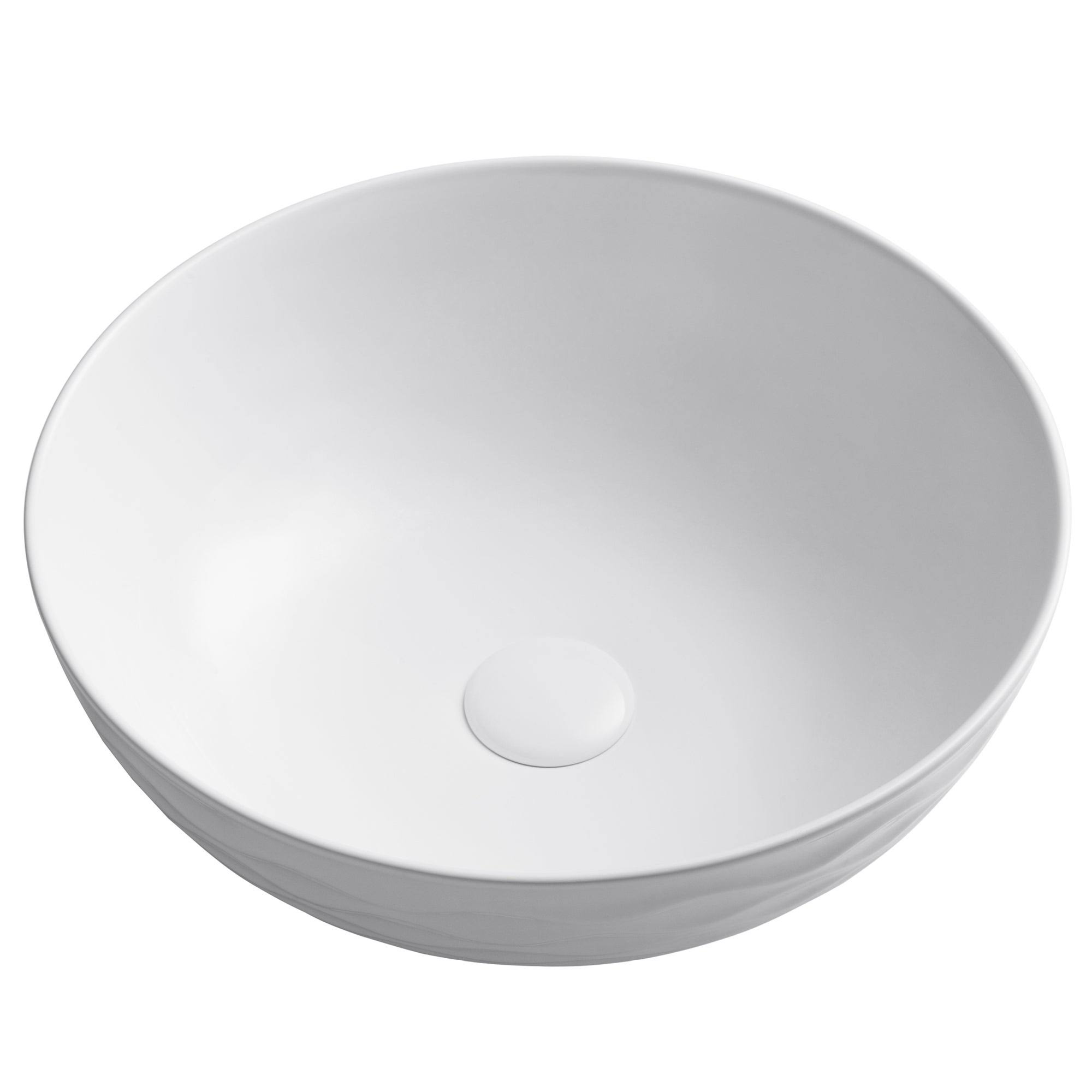 Kraus Viva Round Porcelain Ceramic Vessel Bathroom Sink - White