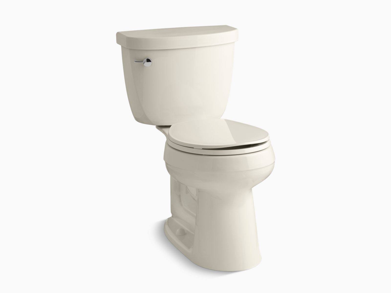 Kohler K-3888-47 Almond Cimarron 1.6 GPF Two Piece Round Front Comfort Height Toilet with Left Hand Trip Lever