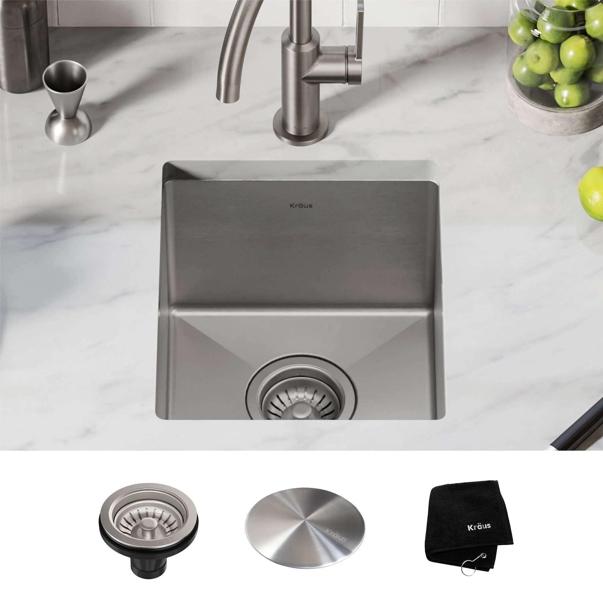 Kraus Standart Pro Undermount Single Bowl Stainless Steel Kitchen Sink - 13 inch (13x22L x 18x22W x 8.5x22d)