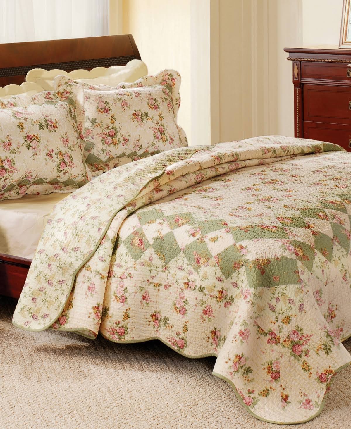 Greenland Home Fashions Bliss Ivory Quilt Set, Full/Queen