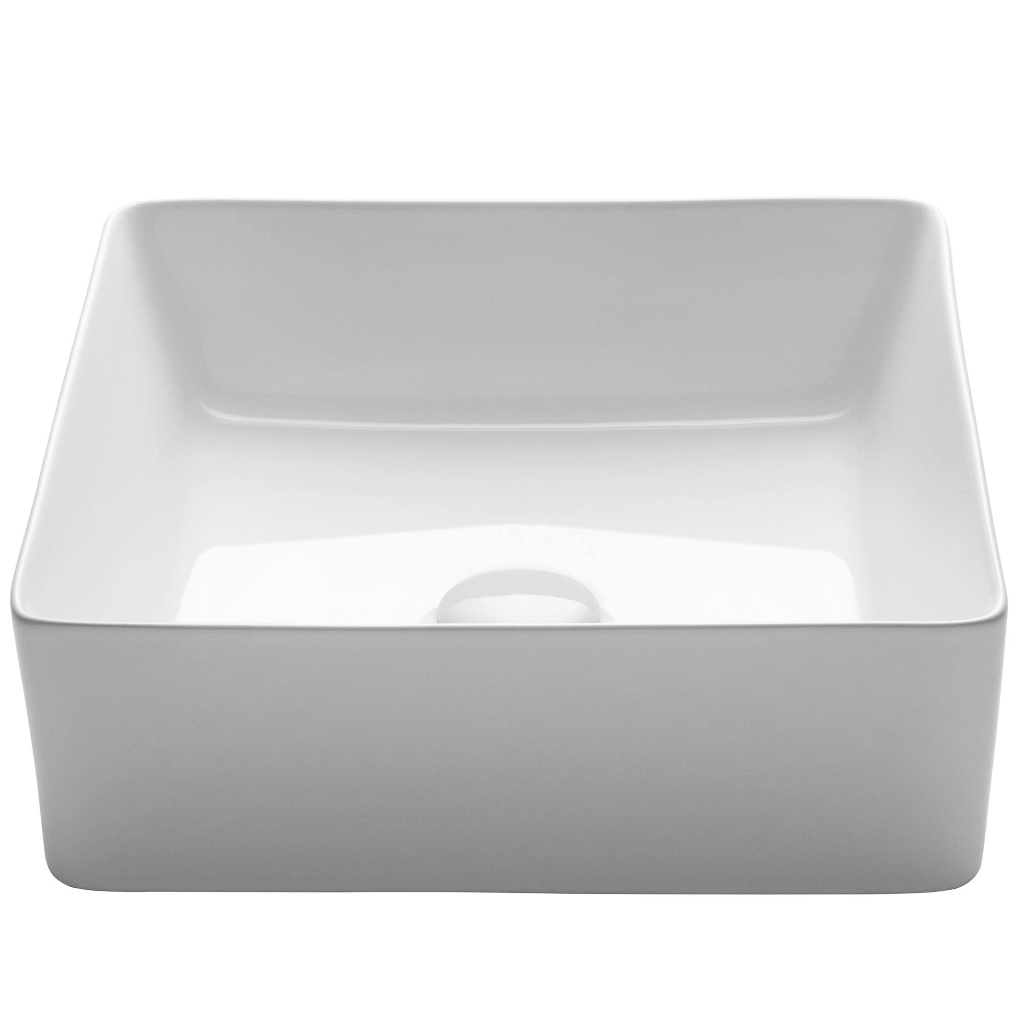 Kraus Viva Square White Porcelain Ceramic Vessel Bathroom Sink