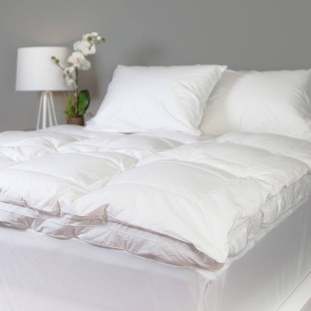 Grandeur Collection Overfilled 300 Thread Count Cotton Down and Goose Featherbed, Size: Full, White