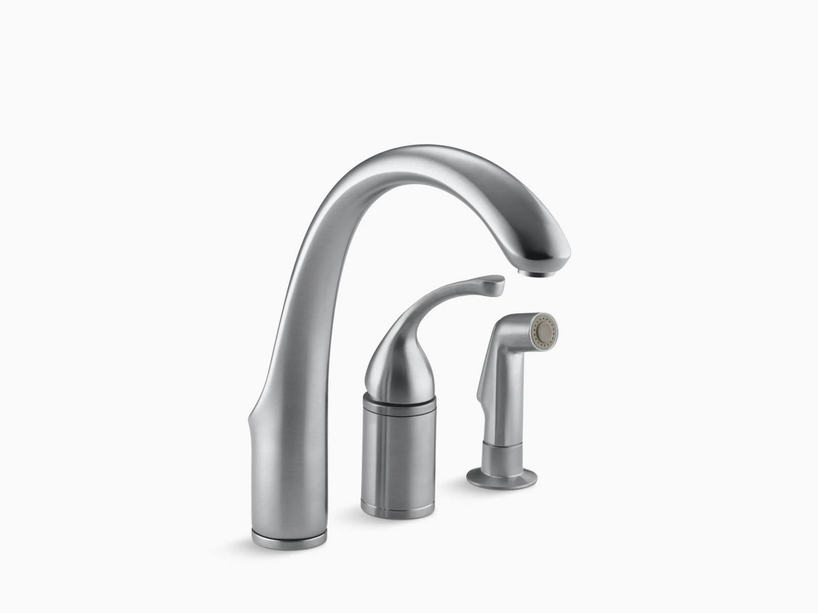 Kohler K-10430-G Brushed Chrome Forte Single Control Remote Valve Kitchen Sink Faucet with Sidespray