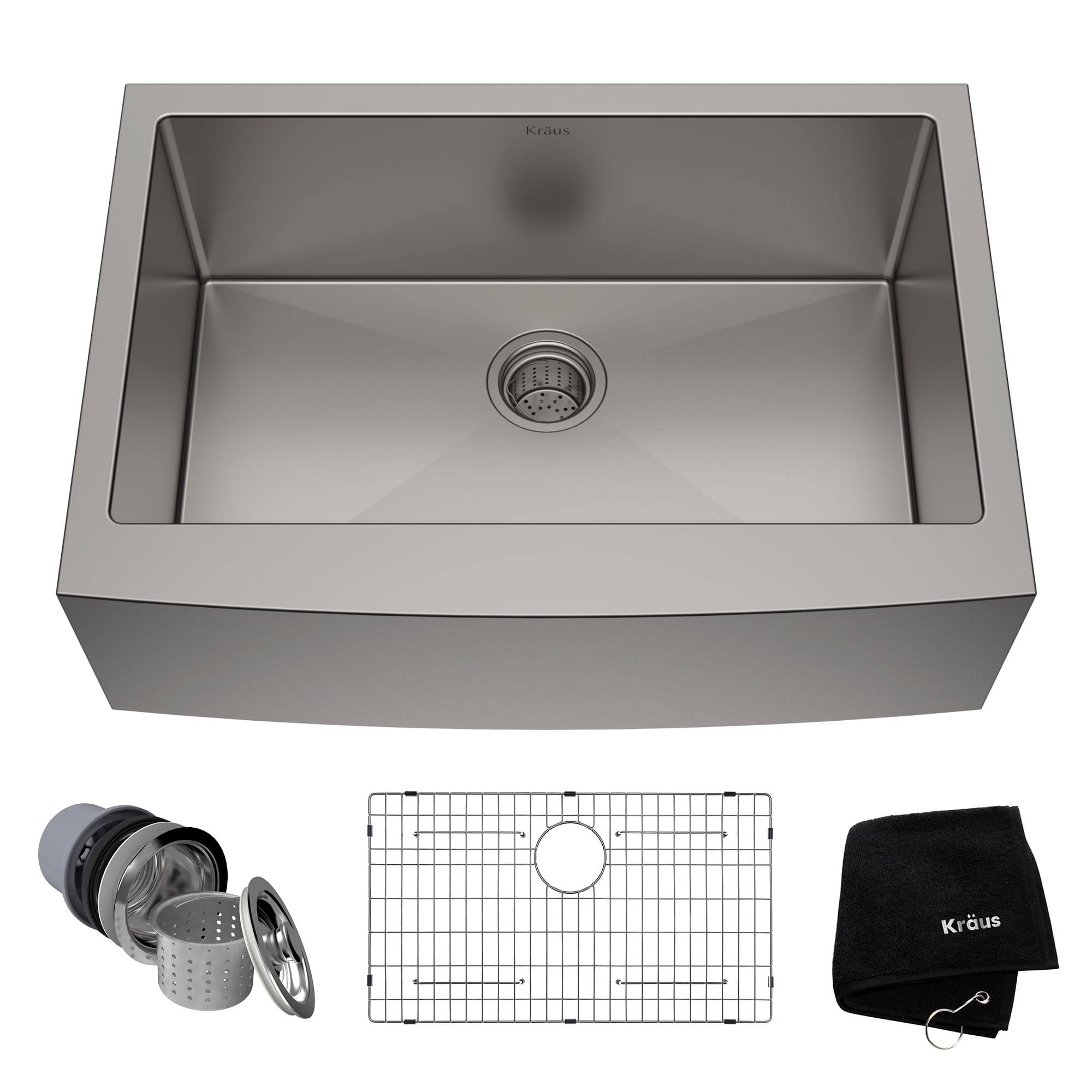 Kraus 30x22 Farmhouse Single Bowl Kitchen Sink-Stainless Steel KHF200-30