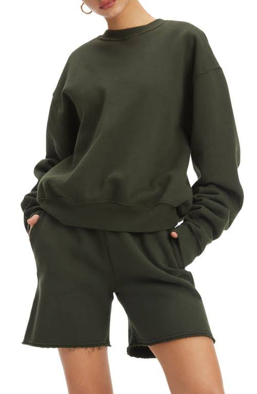Good American Boyfriend Pullover Sweatshirt, Size 2 (Fits Like 6-8 US) in Hunter003 at Nordstrom Rack