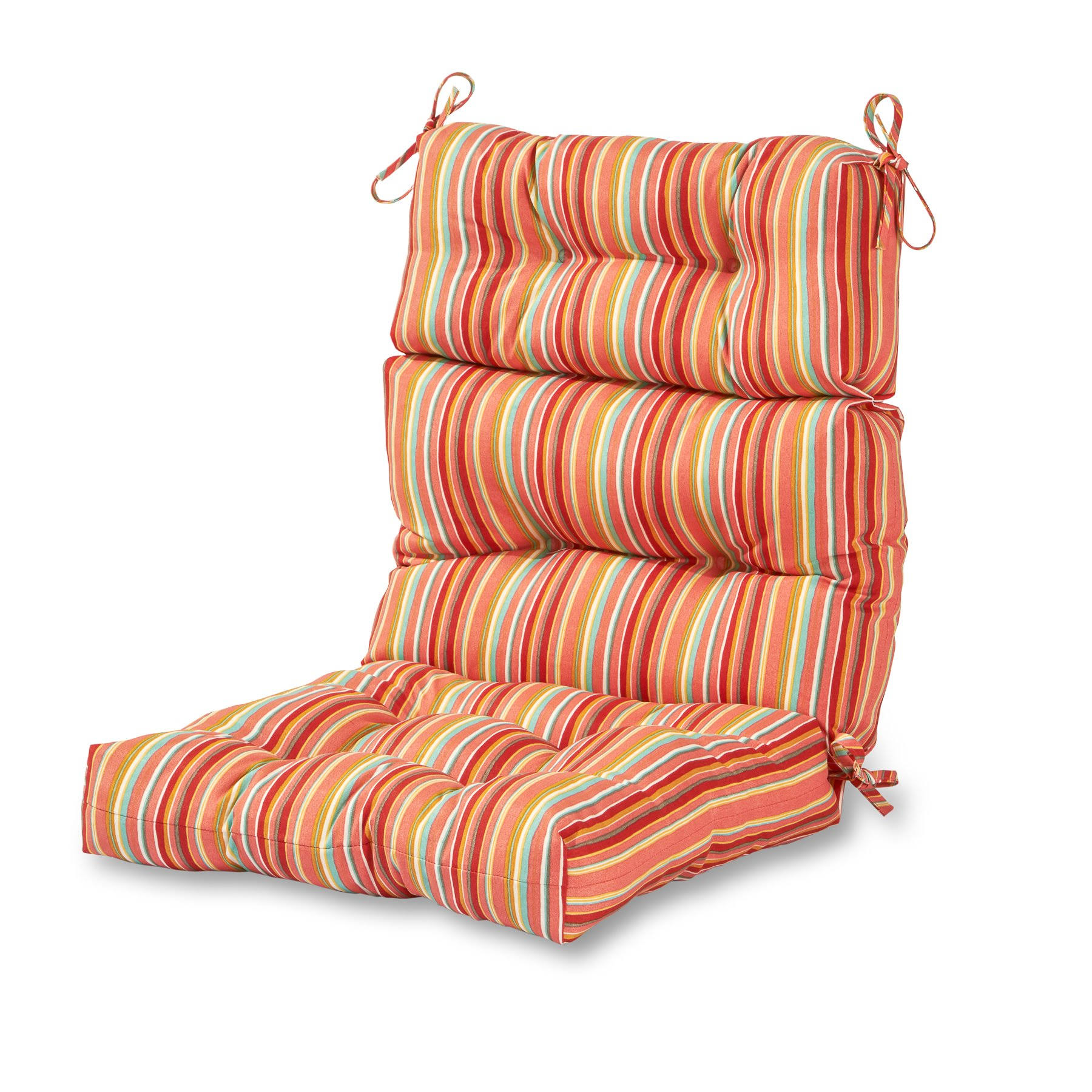 Greendale Home Fashions Outdoor High Back Chair CUSHION, Watermelon Stripe