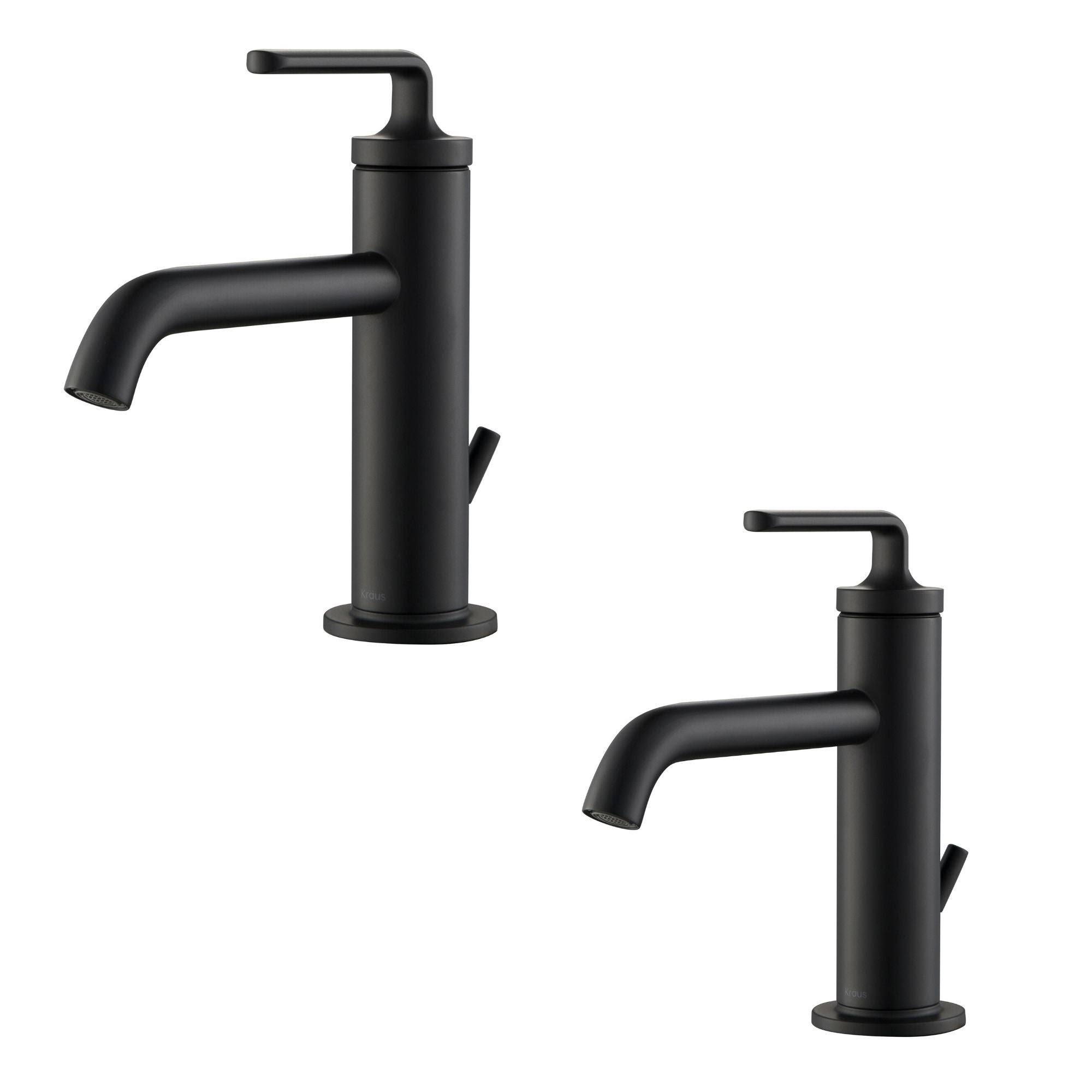 Kraus KBF-1221MB-2PK Ramus Single Handle Bathroom Sink Faucet with Lift Rod Drain (2-Pack) in Matte Black