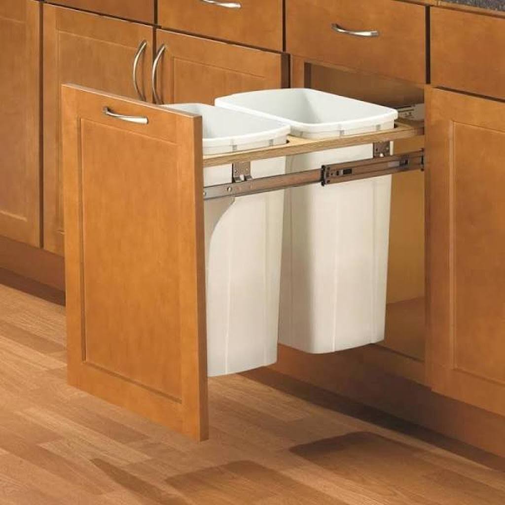 Double Top Mount Plastic 8.75 Gallon Pull Out Trash Can Knapeu0026vogt