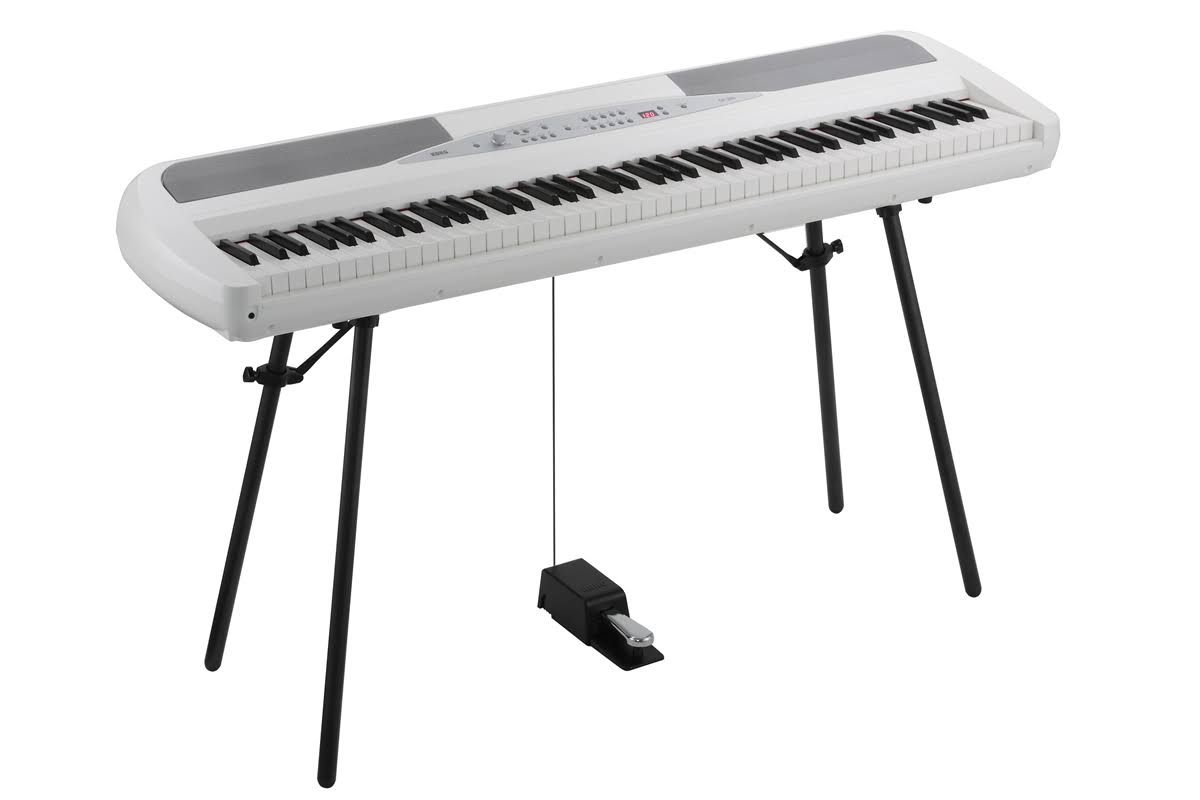 Korg SP280WH 88 Key Digital Piano with Stand and Pedal - White