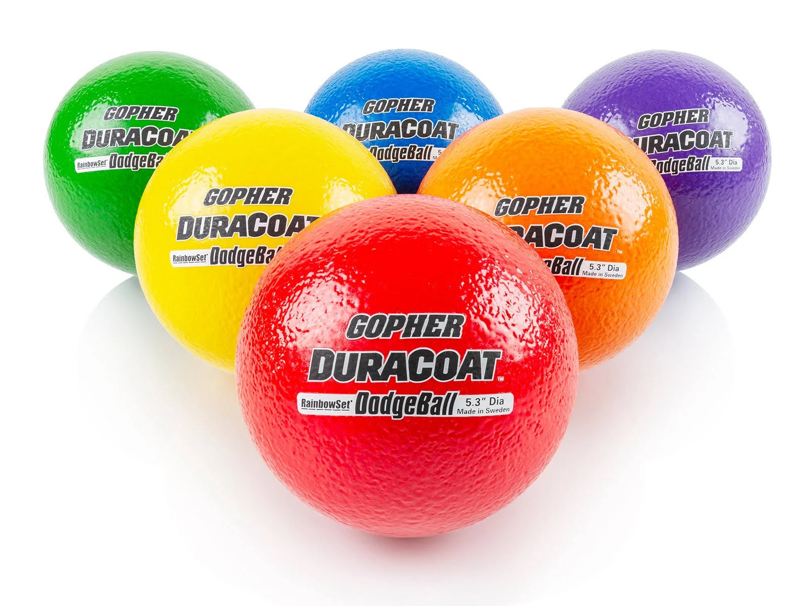 Gopher Duracoat Foam Dodgeballs - Rainbow 5.3x22 Diameter