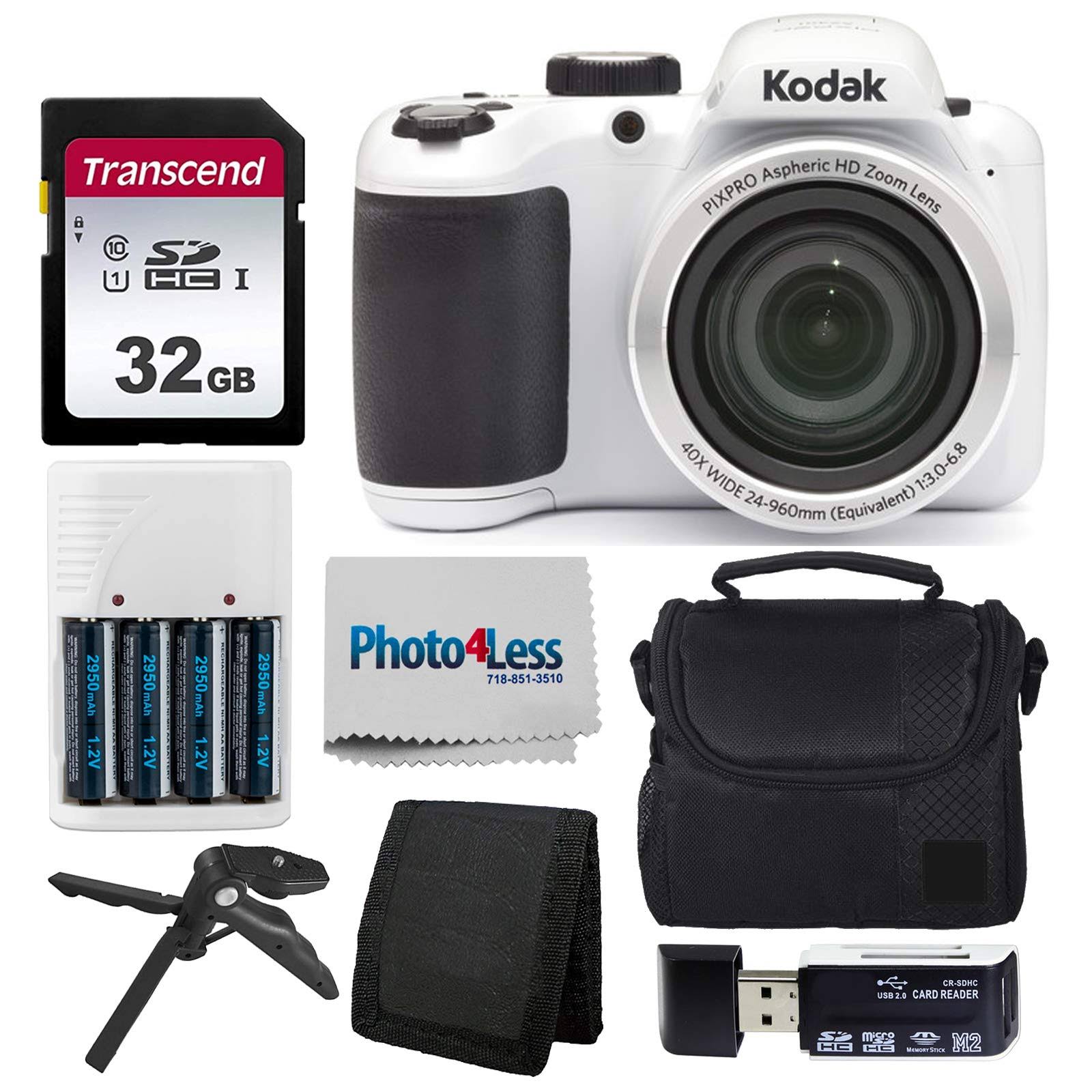 Kodak Pixpro Az401 Digital Camera (White) + 32GB SD Memory Card + Accessories!