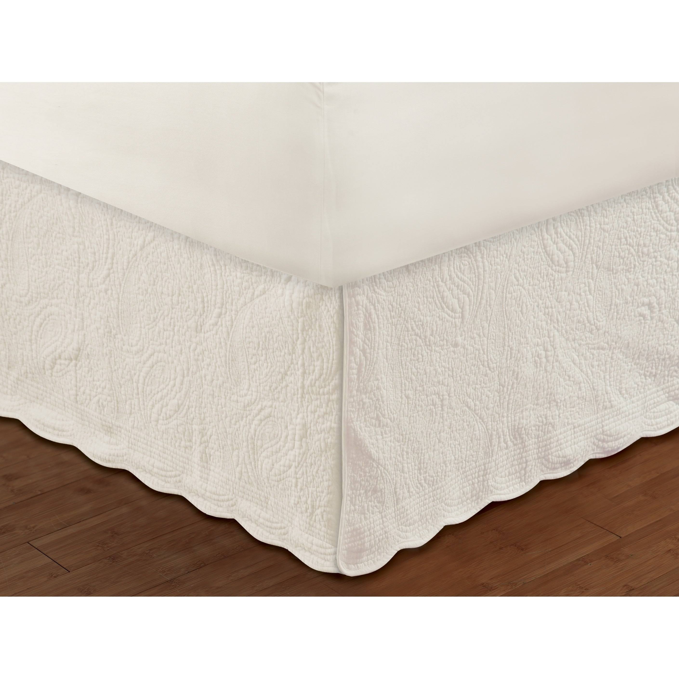 Greenland Home Fashions Paisley Quilted 18-inch Drop Bedskirt (Off White - King)