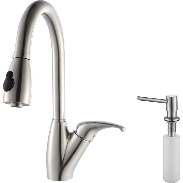 Kraus KPF-2120-SD20 Single Lever Stainless Steel Pull Out Kitchen Faucet and Soap Dispenser