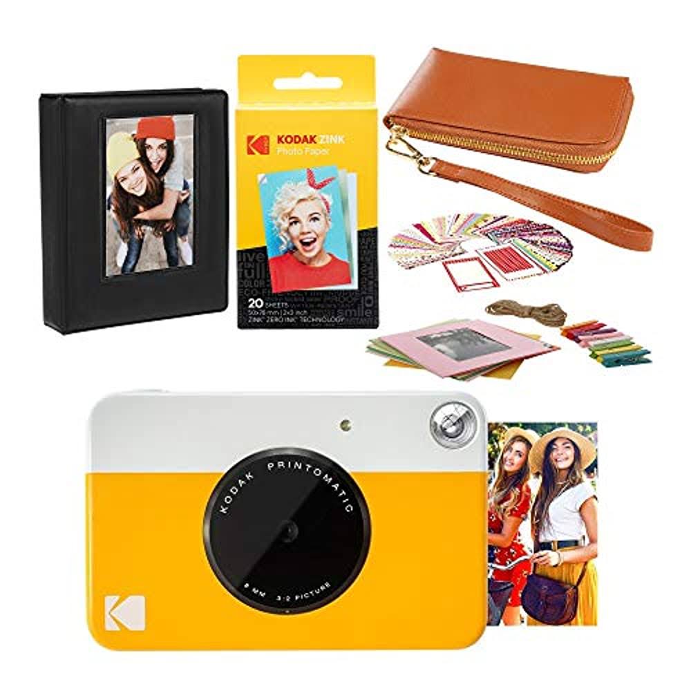 Kodak Printomatic Instant Print Camera (Yellow) Travel Case Bundle