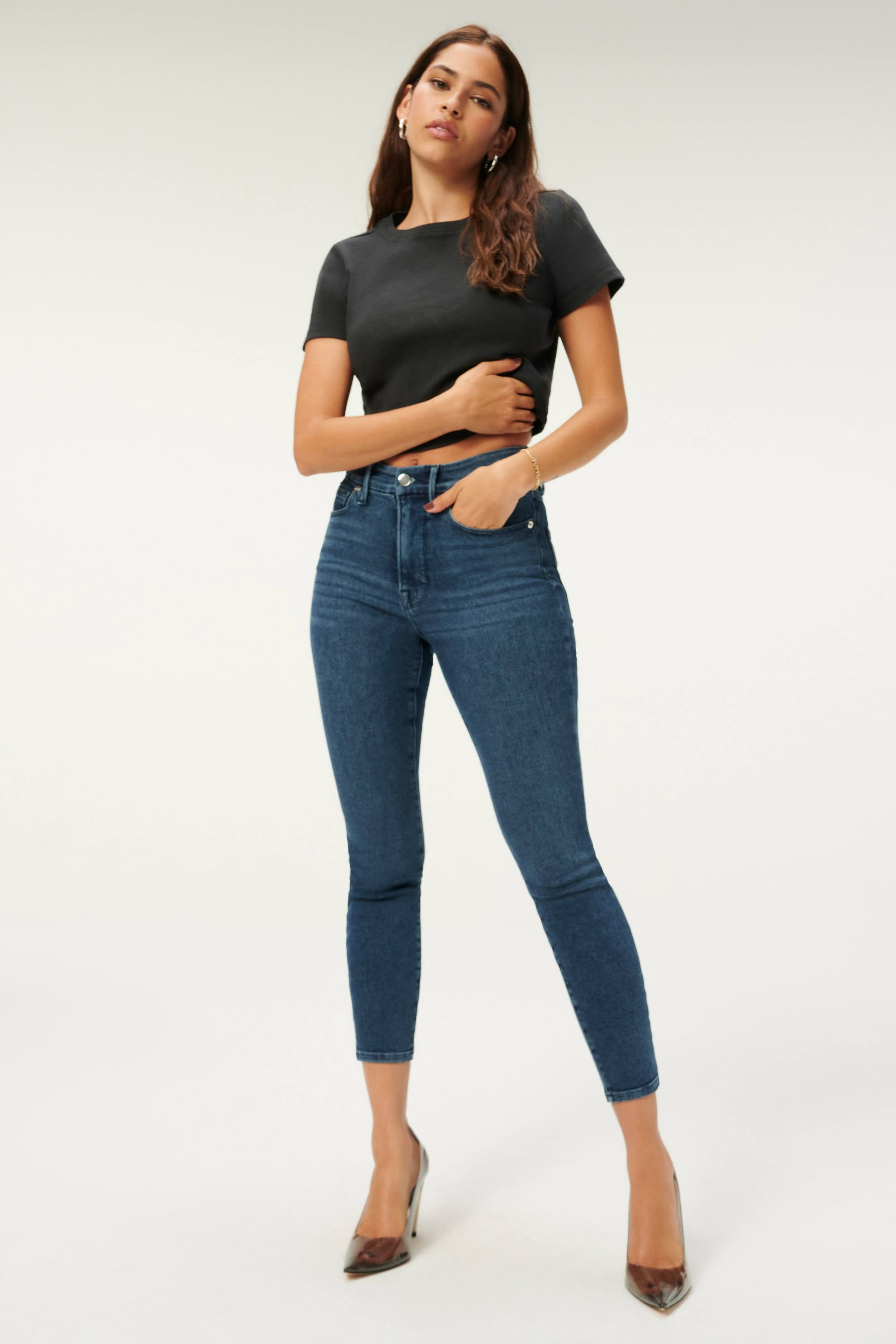 Good American Women&s Good Waist Cropped Skinny Jeans in Blue798 - Blue - Size 18