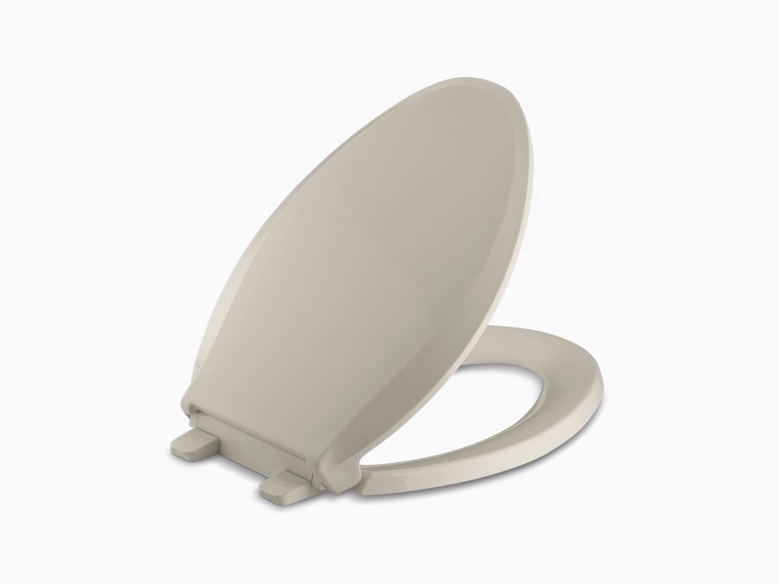 KOHLER K-4636-G9 Cachet Quiet-Close Elongated Toilet Seat, Sandbar
