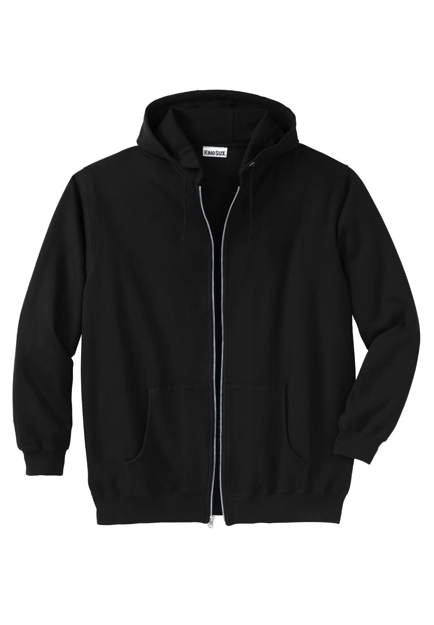 Men&s Big u0026 Tall Fleece Zip-Front Hoodie by KingSize in Black (Size 2XL)