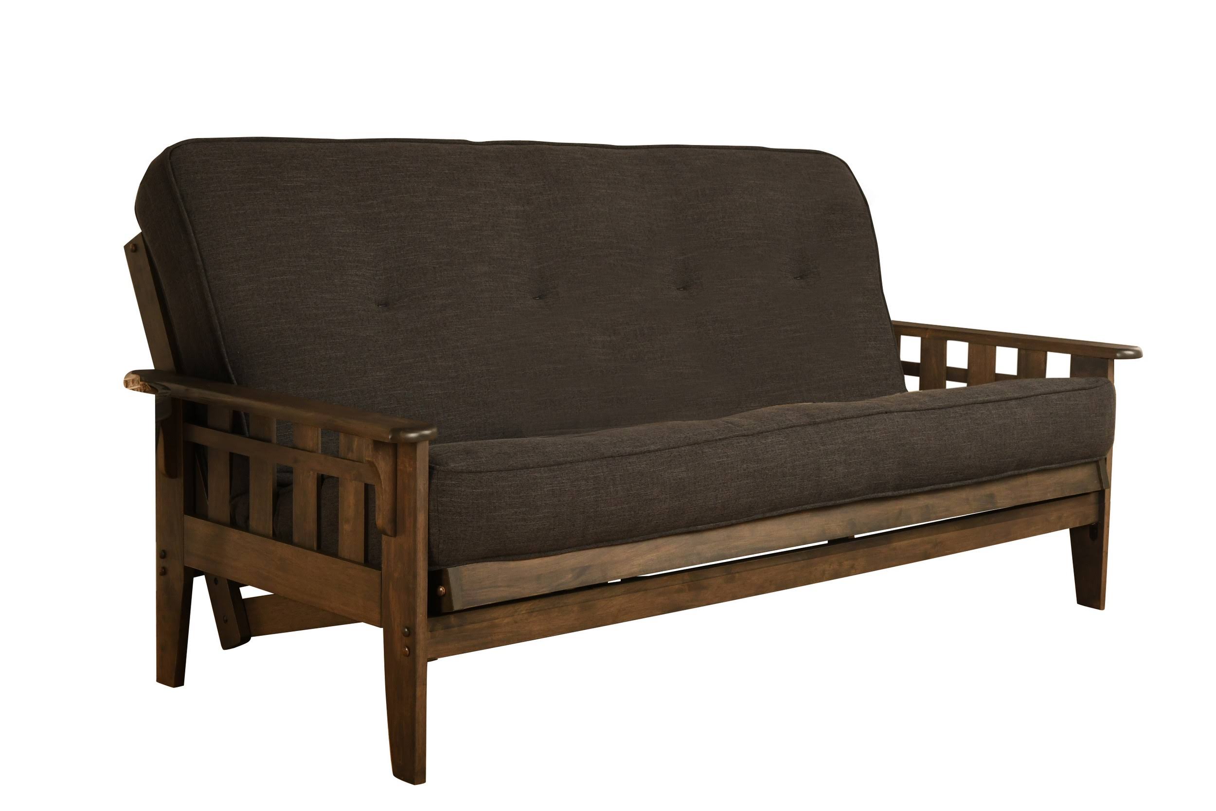 Kodiak KFTSRWLCHALF6MD3 | Tucson Rustic Walnut Full Futon with Linen Charcoal Mattress Goedeker&s