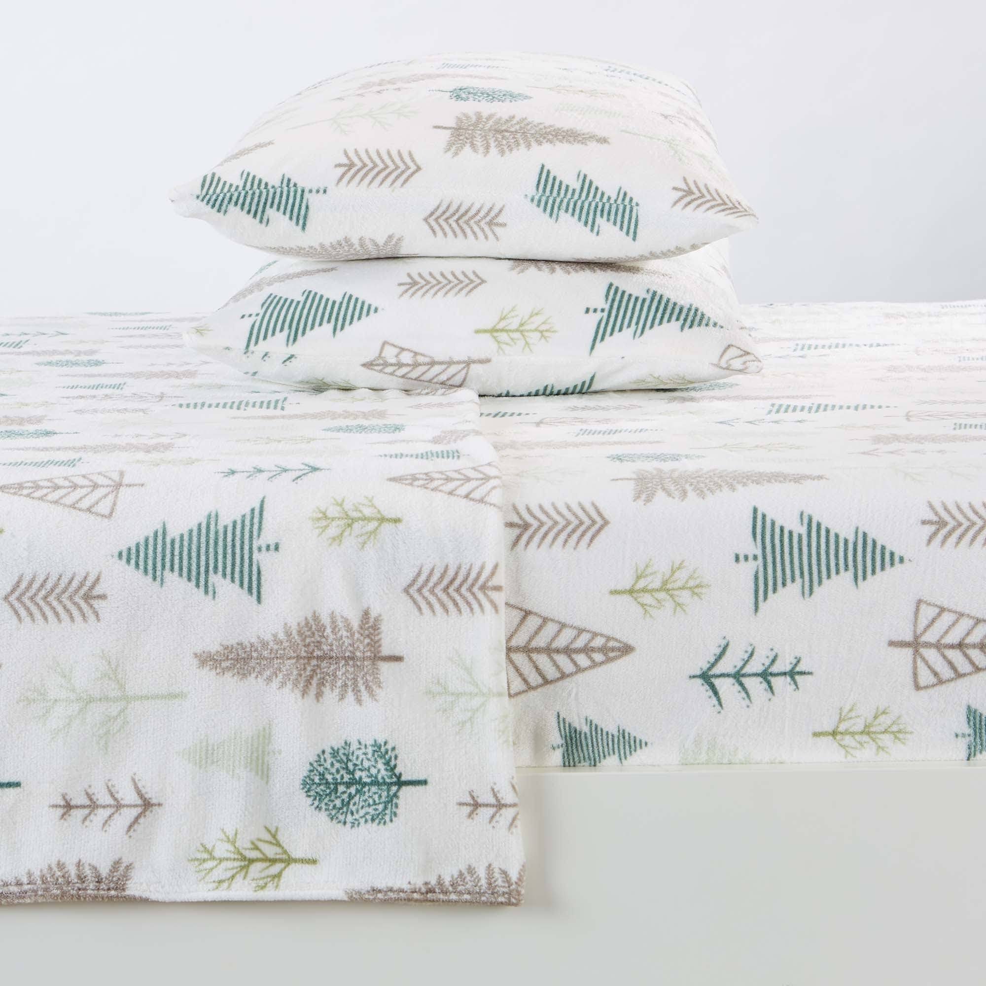 Great Bay Home Extra Soft Cozy Velvet Plush Printed Bed Sheet Set - Full - Trees