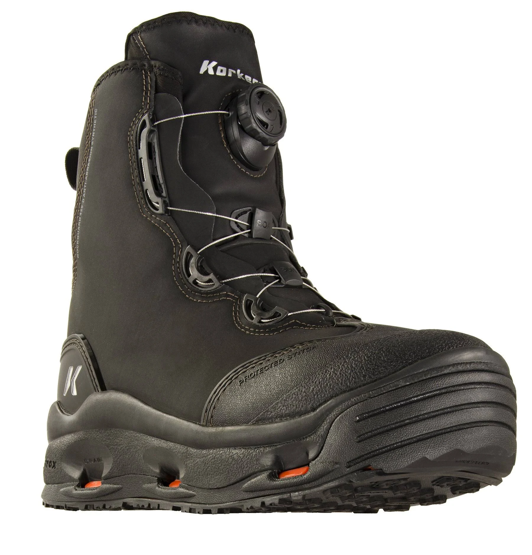 Korkers Devil&s Canyon Wading Boots: 8; Kling-On/Felt; Black