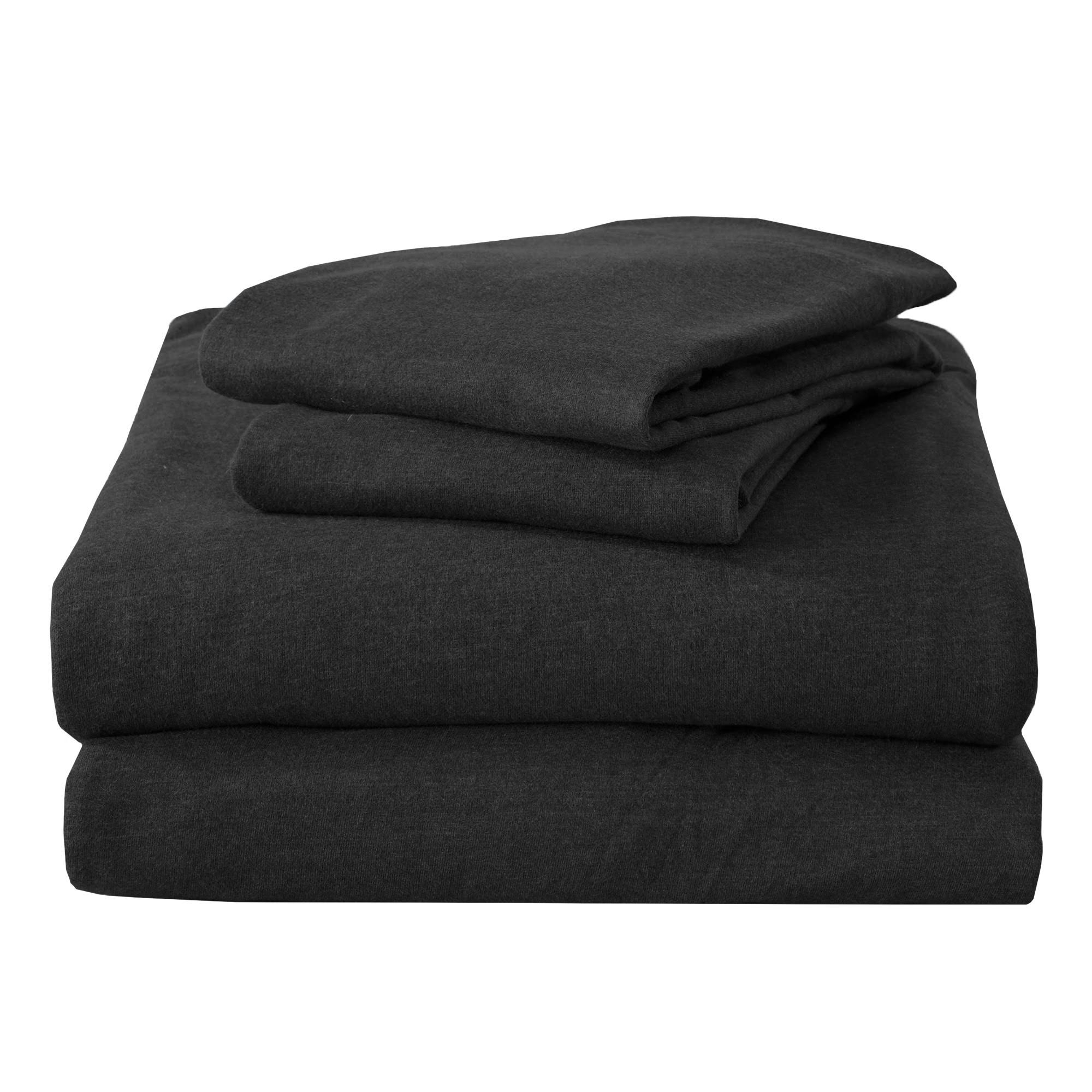 Great Bay Home Flannel Jersey Knit Sheet Set California King Charcoal