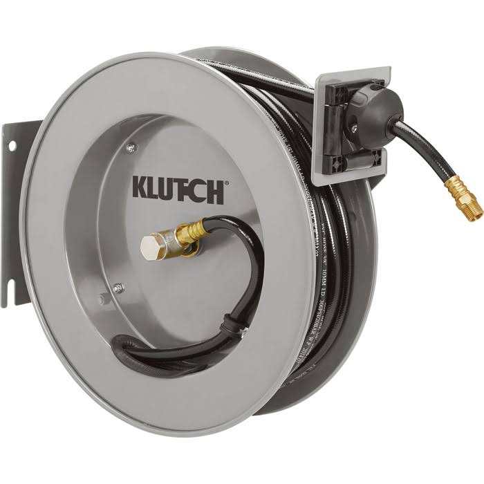 Klutch Auto Rewind Air Hose Reel - with 3/8inch x 50ft. PVC Hose, Max. 300 PSI 4816153K