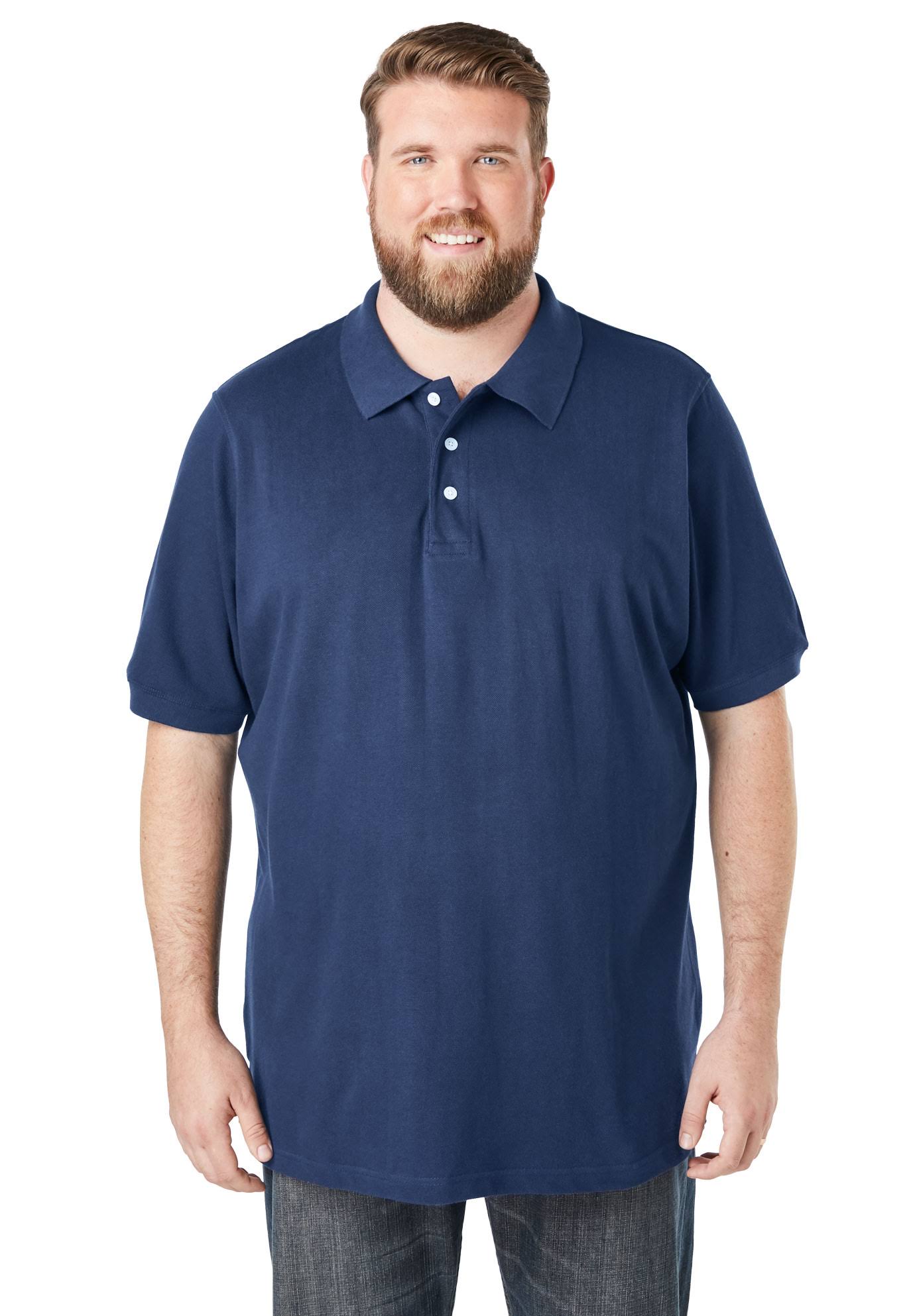 Men&s Big u0026 Tall Pique Polo Shirt by KingSize in Navy (Size 4XL)