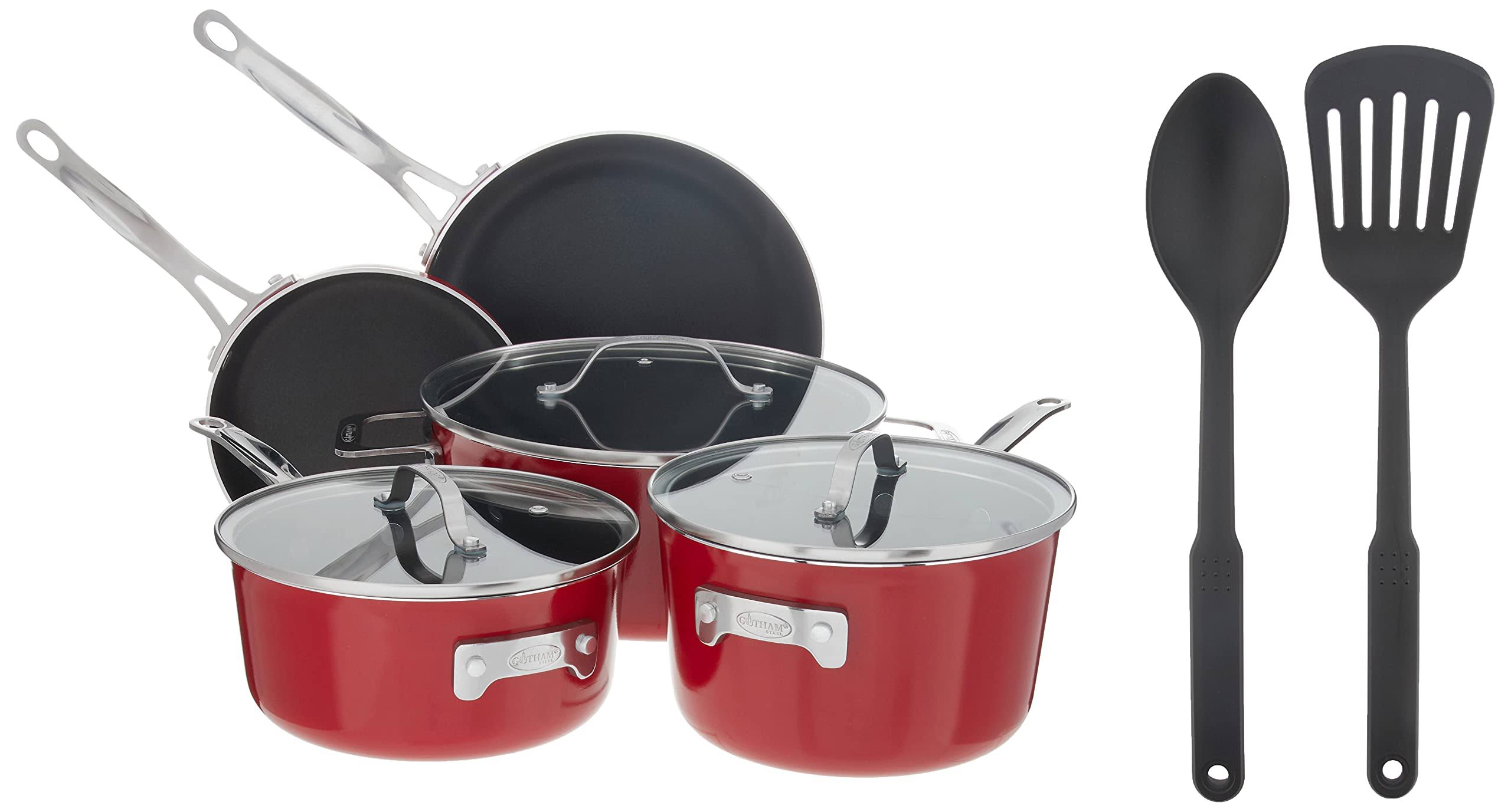 Gotham Steel Stackmaster Pots Stackable 10 Piece Cookware Set Ultra Nonstick CA