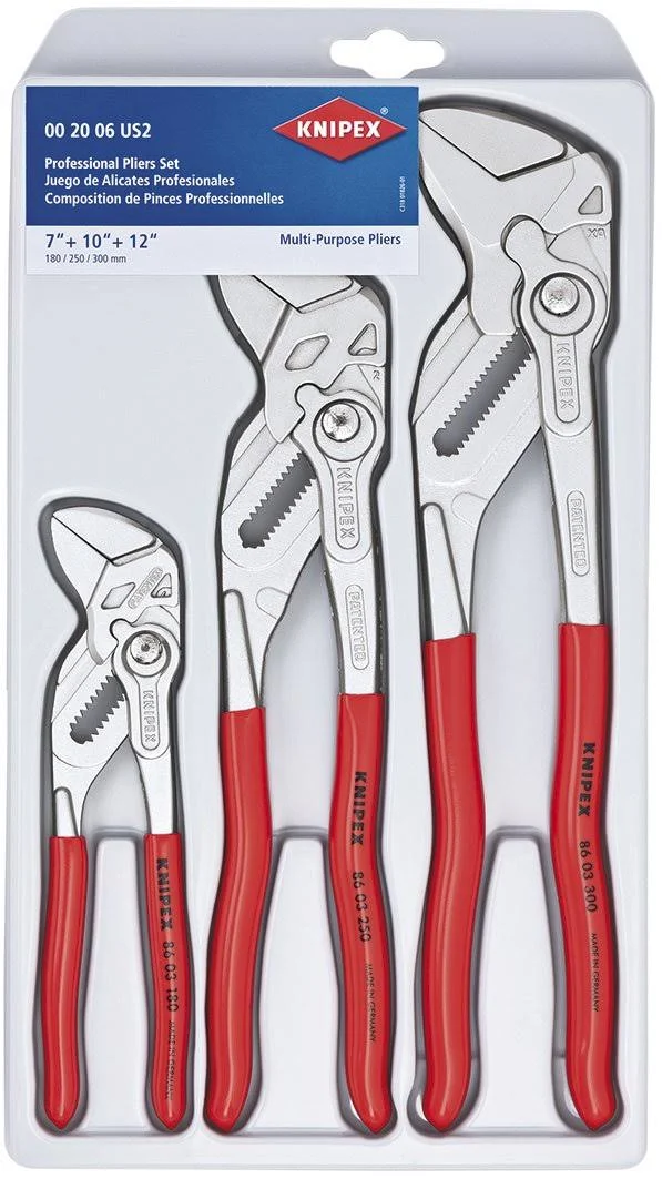 Knipex Tools 00 20 06 US2, Pliers Wrench 3-Piece Set