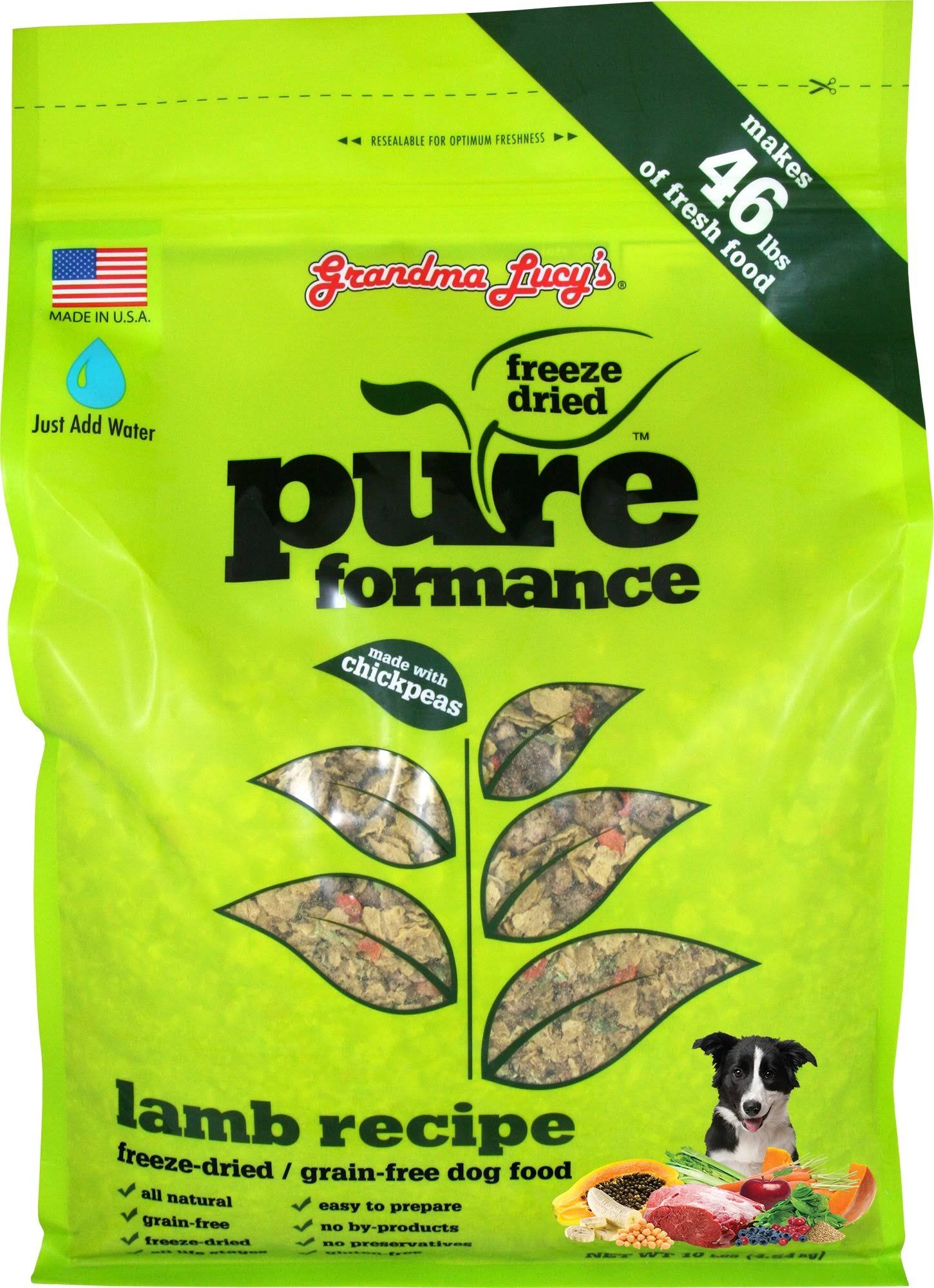Grandma Lucy&s Grain Free Pureformance Lamb u0026 Chickpea Freeze Dried Dog Food, 10lb
