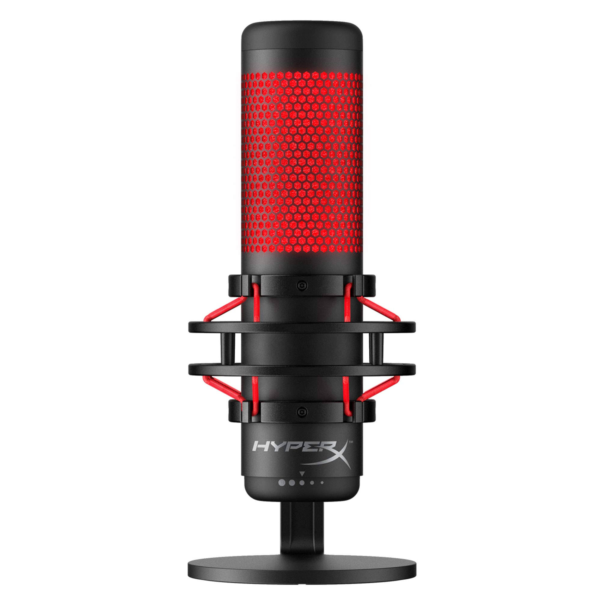 HyperX QuadCast - USB Condenser Gaming Microphone with Anti-Vibration Shock Mount, Pop Filter, and Red LED - Black