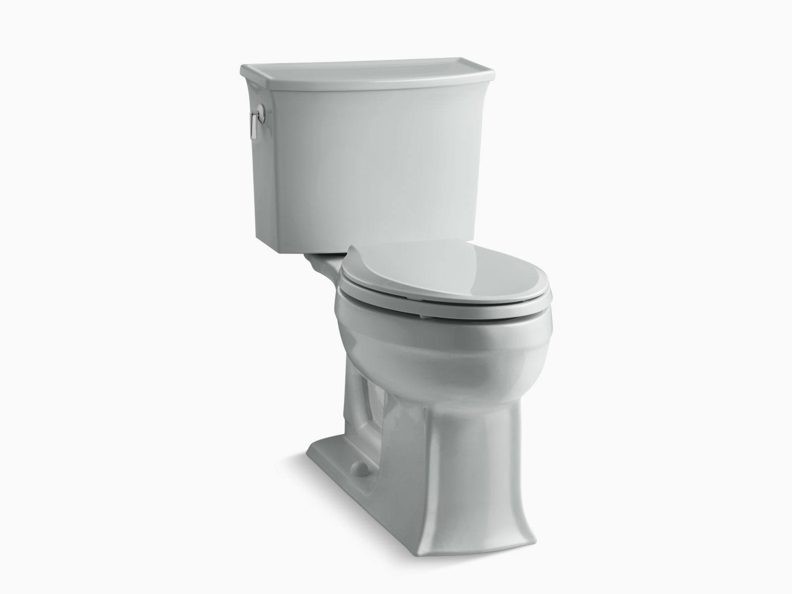 KOHLER K-3551-95 Archer Comfort Height Two-Piece Elongated 1.28 GPF Toilet with AquaPiston Flush Technology, Ice Grey