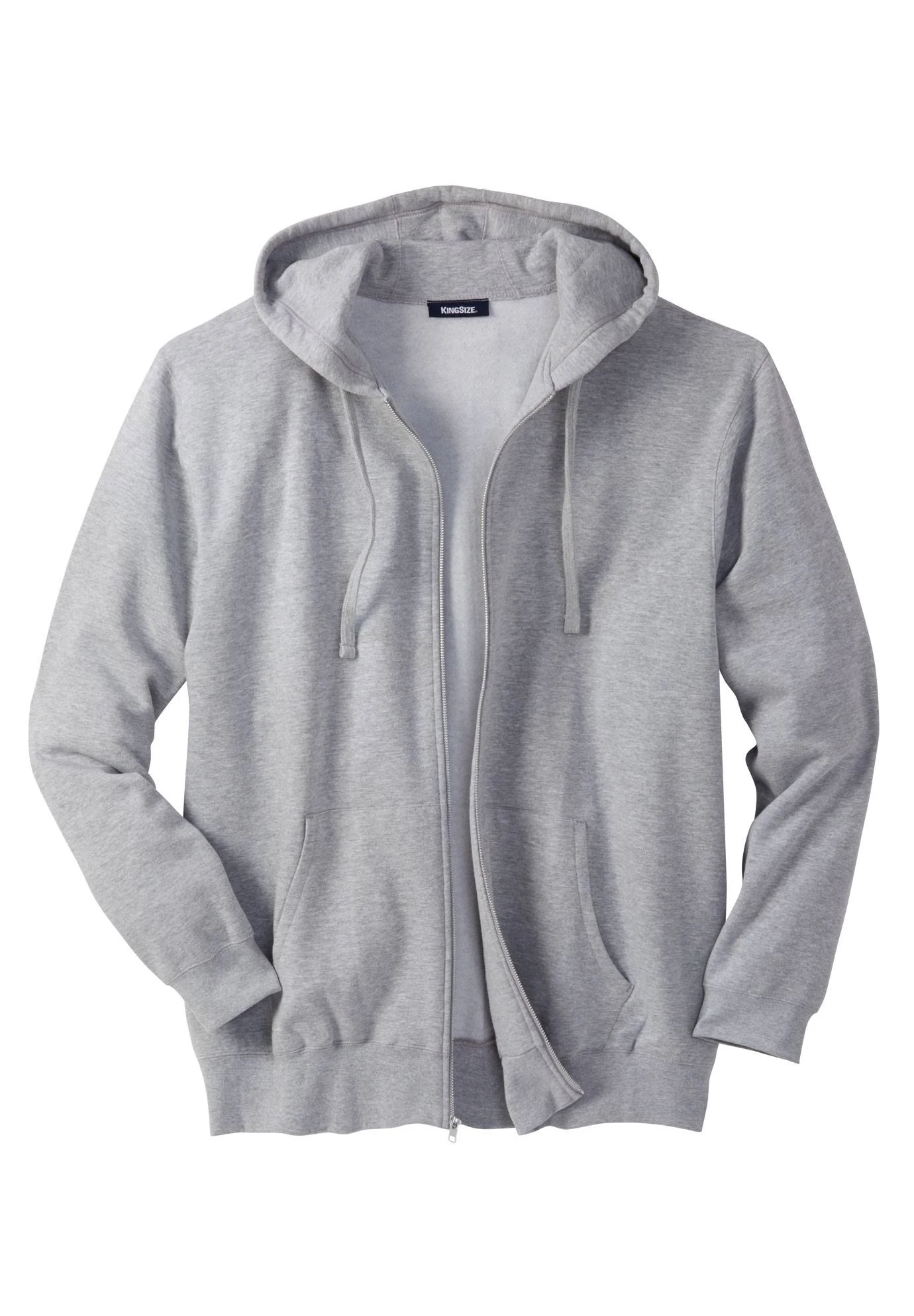 Men&s Big u0026 Tall Fleece Zip-Front Hoodie by KingSize in Heather Grey (Size XL)