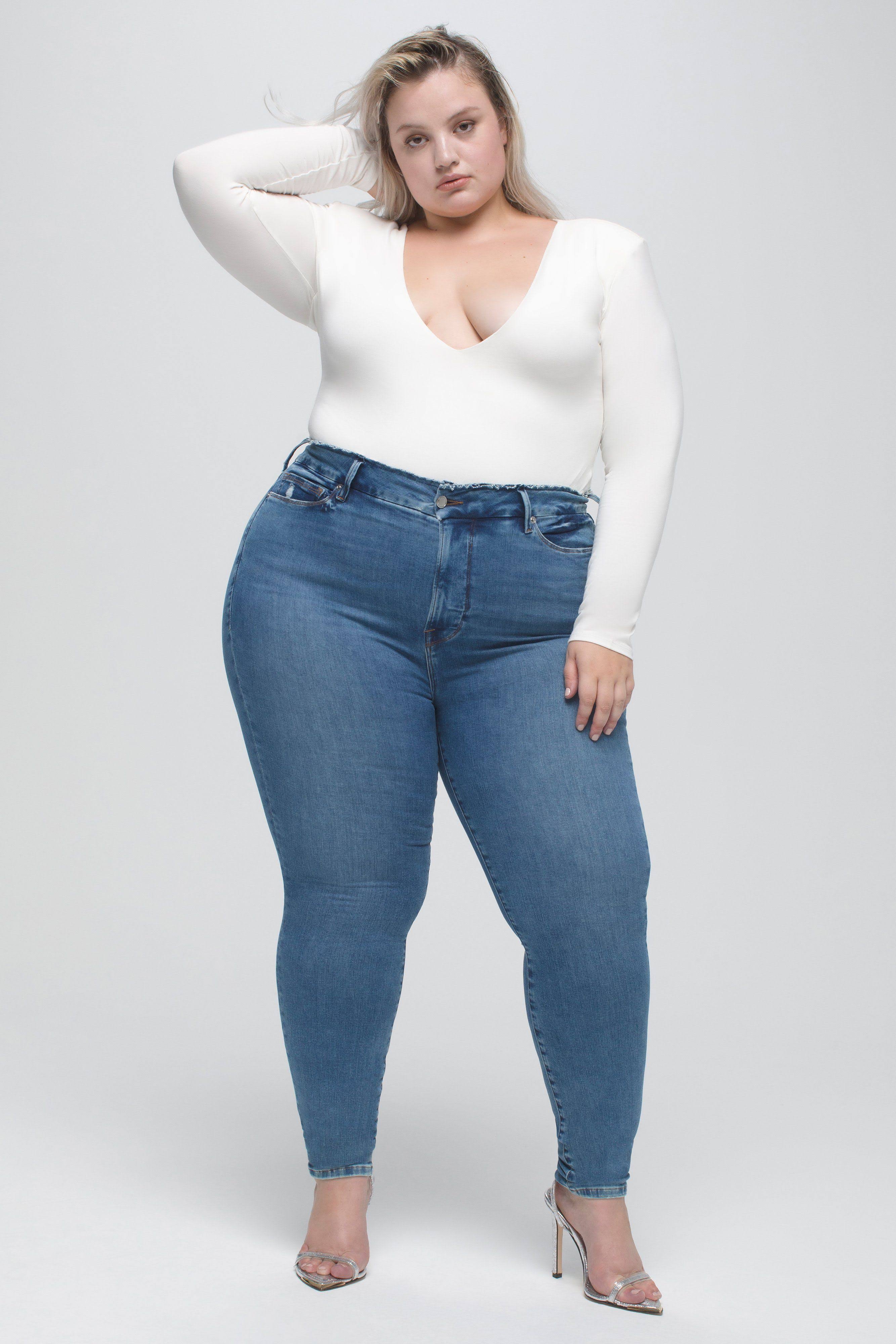 Good American Women&s Good Legs Crop High Waisted Skinny Jeans in Blue522 Size 00