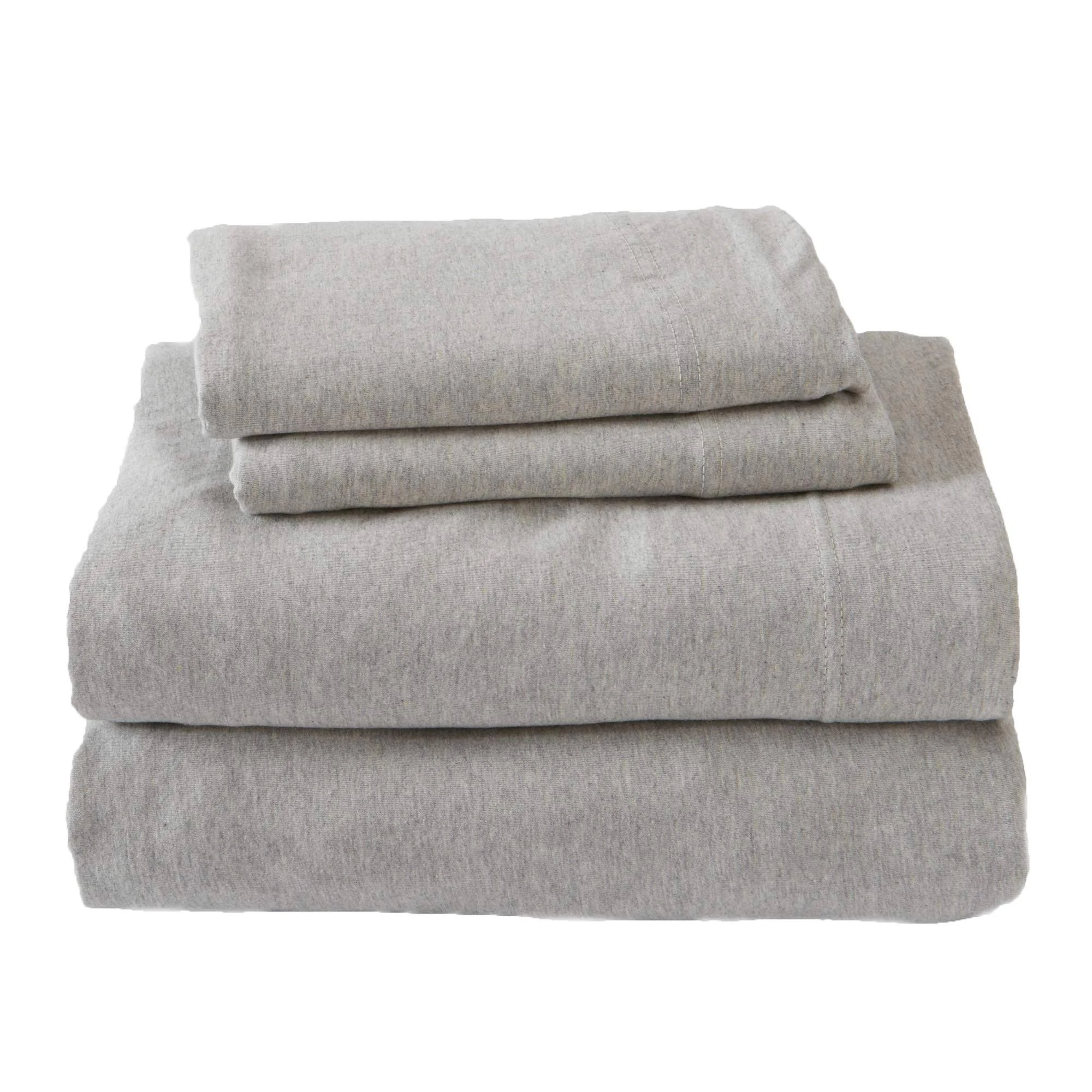 Great Bay Home Cotton Jersey Knit Sheet Set Full Light Grey