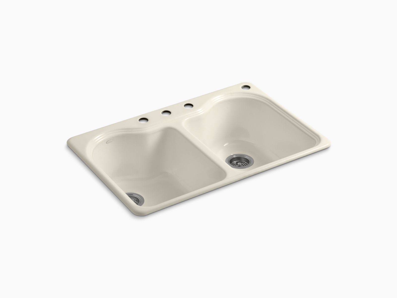 Kohler K-5818-4-47 Hartland Kitchen Sink Almond