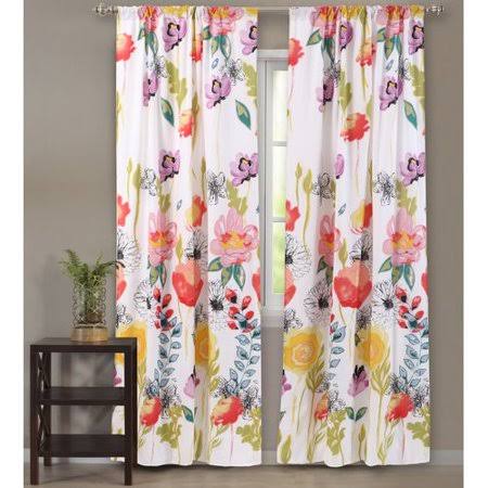 Bungalow Rose Briaroaks Nature/Floral Sheer Rod Pocket Curtain Panels (Set of 2),