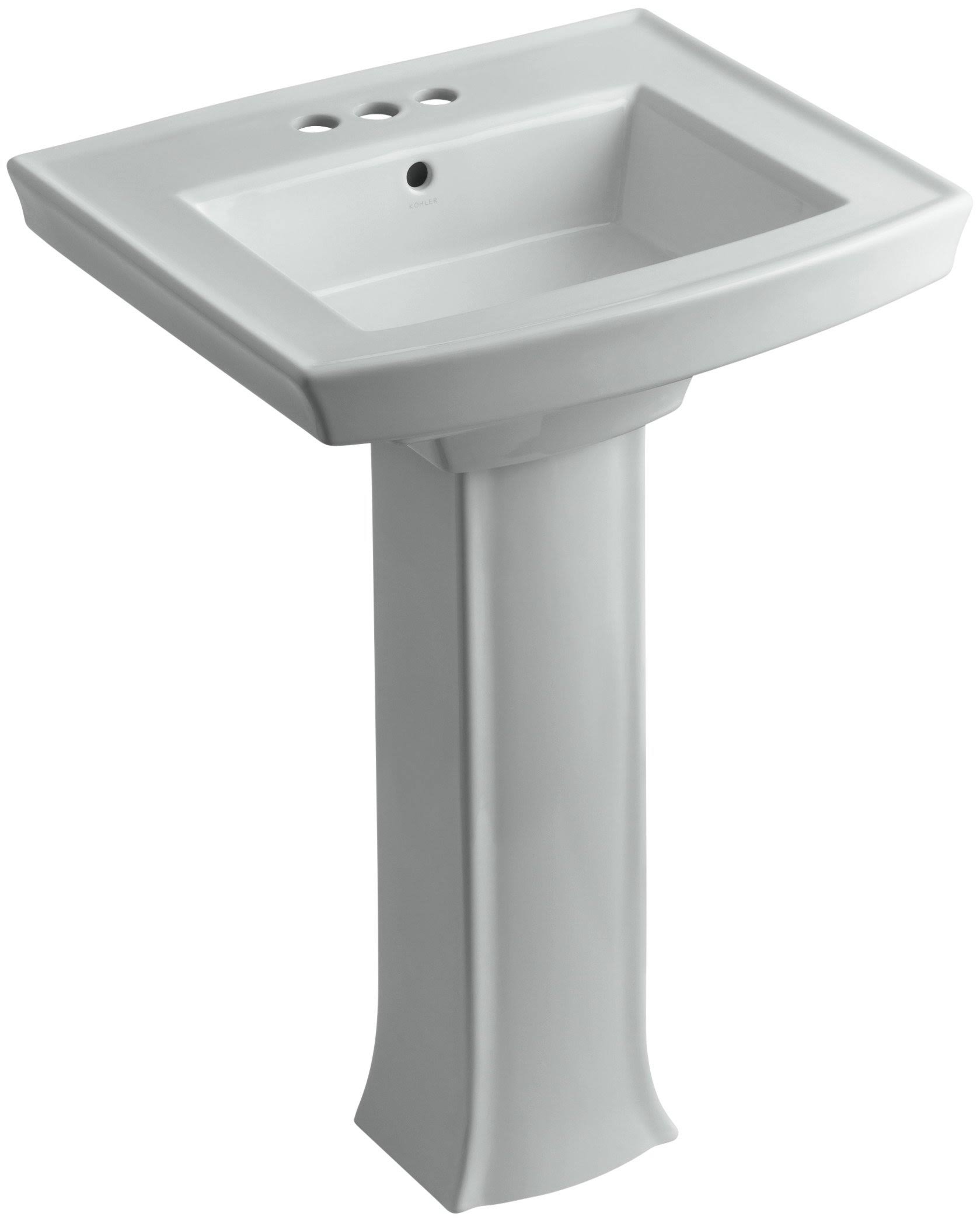 Kohler K-2359-4-95 Archer Pedestal Bathroom Sink with 4x22 Centers, Ice Grey