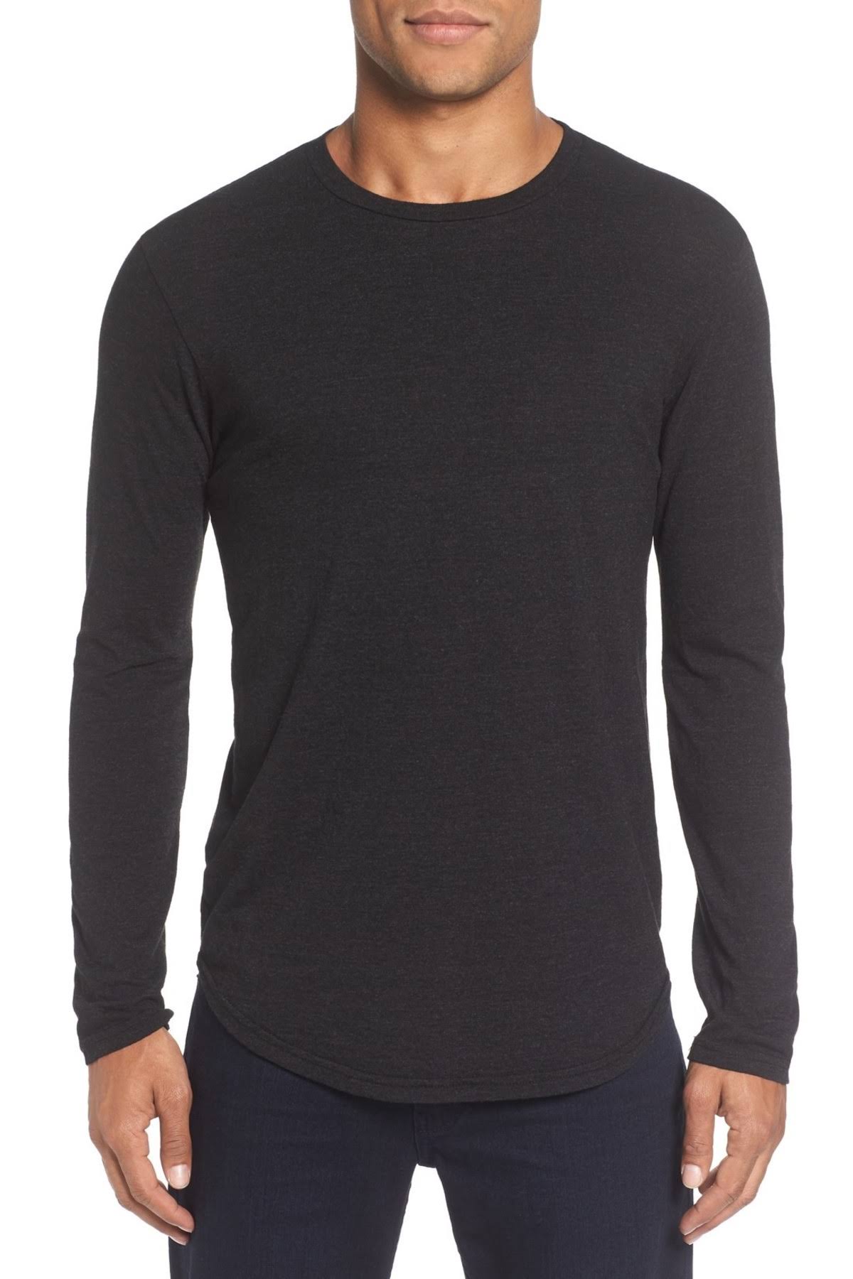 Goodlife Triblend Scallop Long Sleeve Crewneck T-Shirt Black