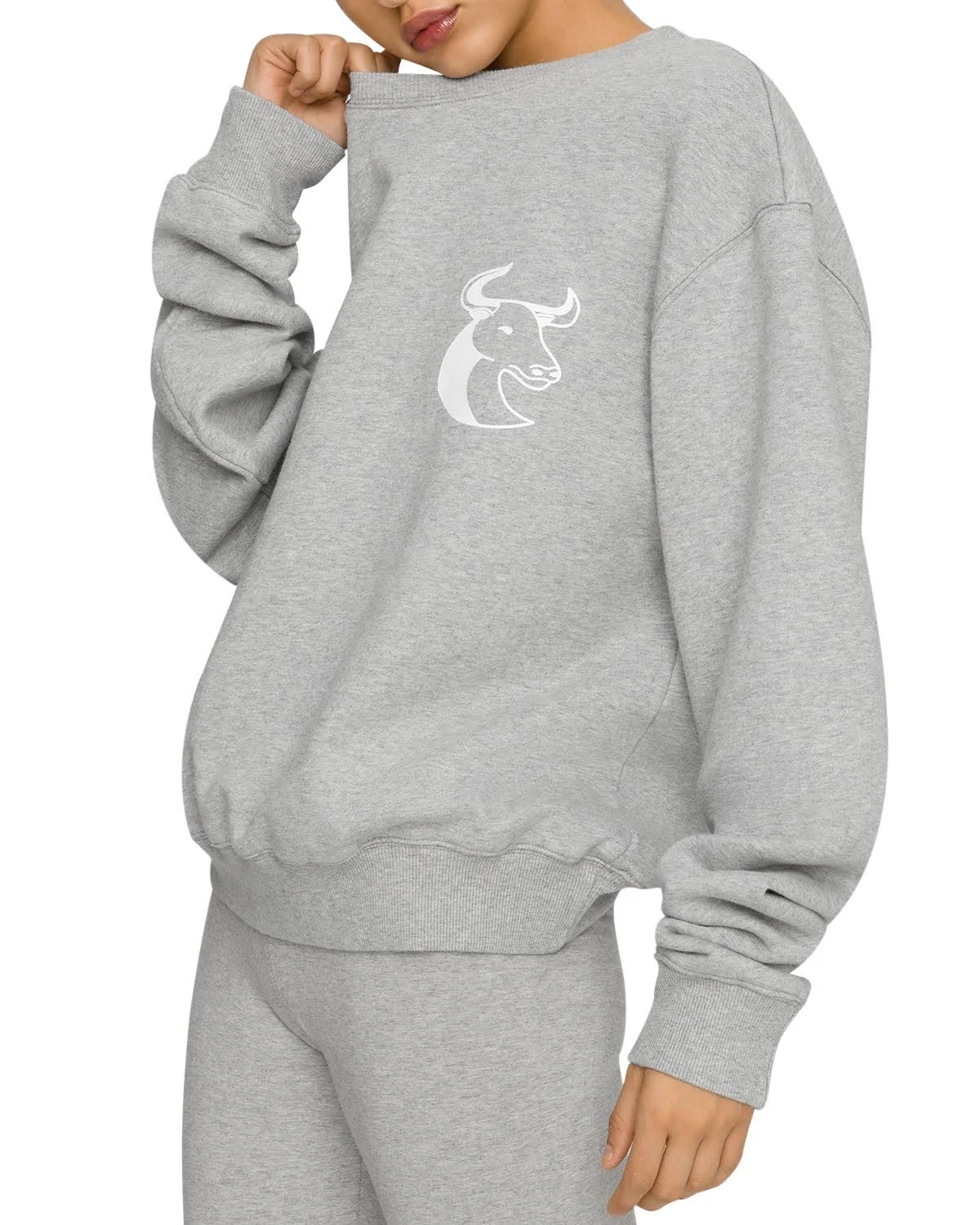 Good American Women&s Cotton Zodiac Boyfriend Sweatshirt - Gray - Size 5/XXL