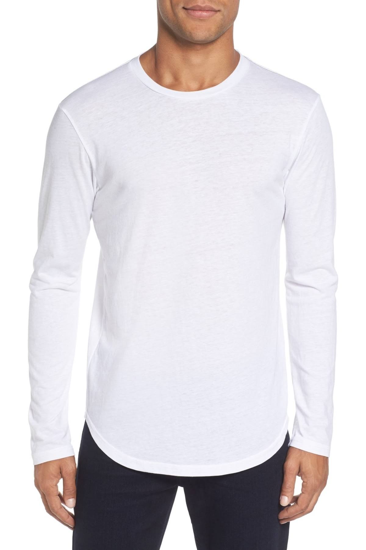 Goodlife Men&s Tri-Blend L/S Scallop Crewneck T-Shirt | White