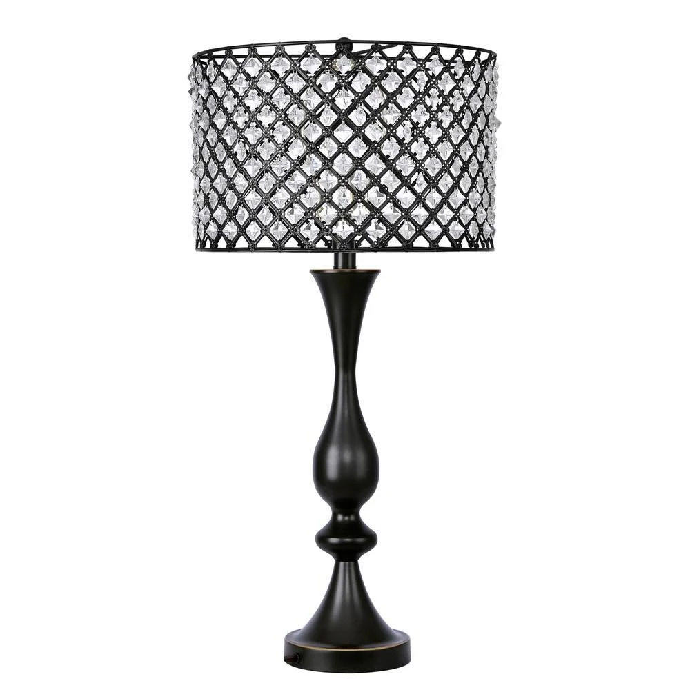 Grandview Gallery 27.5 in. Oil Rubbed Bronze Table Lamp with Crystal Bling Shade ST90659V
