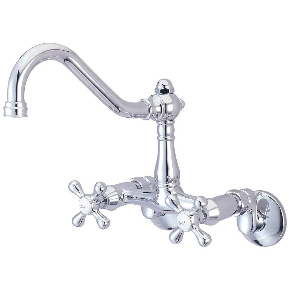 Kingston Brass KS3221AX Vintage Wall Mount Kitchen Faucet, Polished Chrome