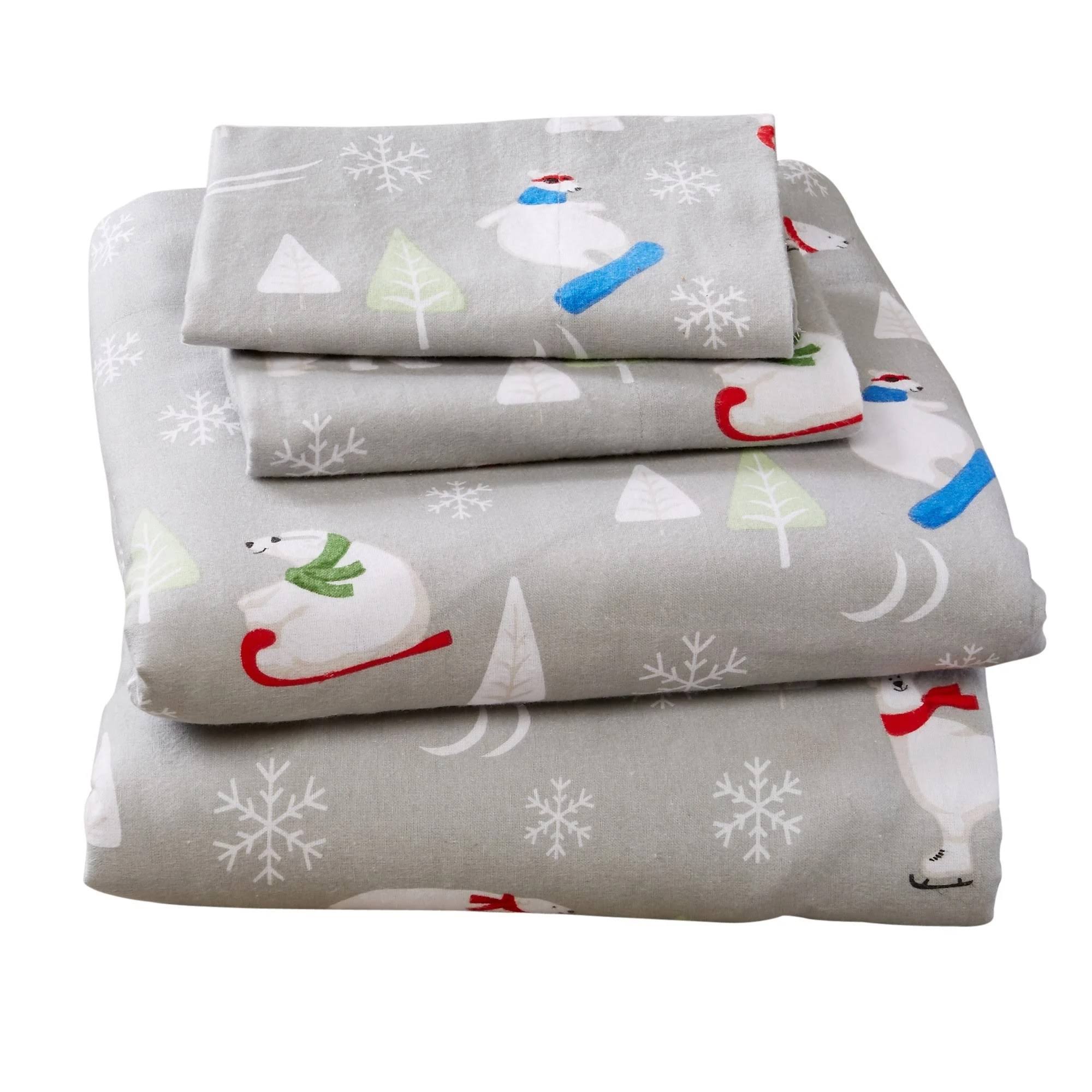 Home Fashion Designs 100% Cotton Printed Flannel Sheet Set Twin XL Polar Bears