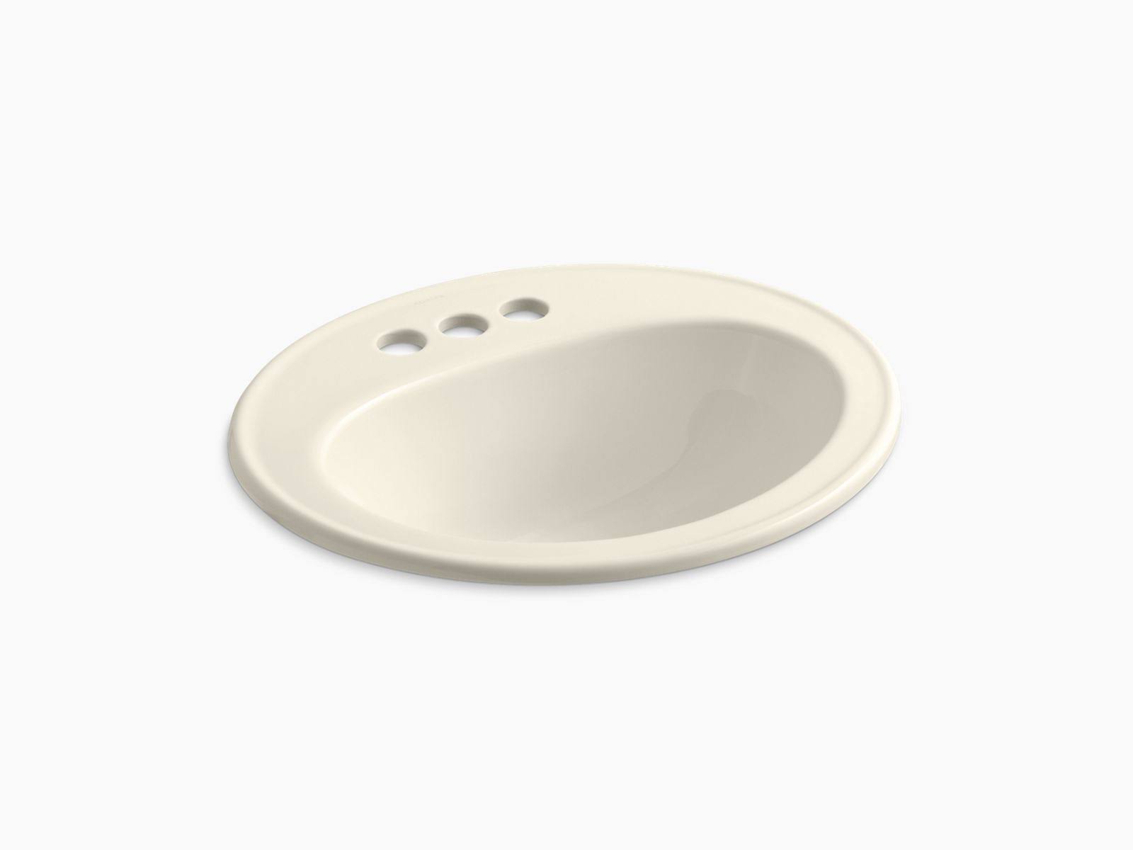 Kohler K-2196-4-47 Pennington 18x22 Drop in Bathroom Sink - Almond