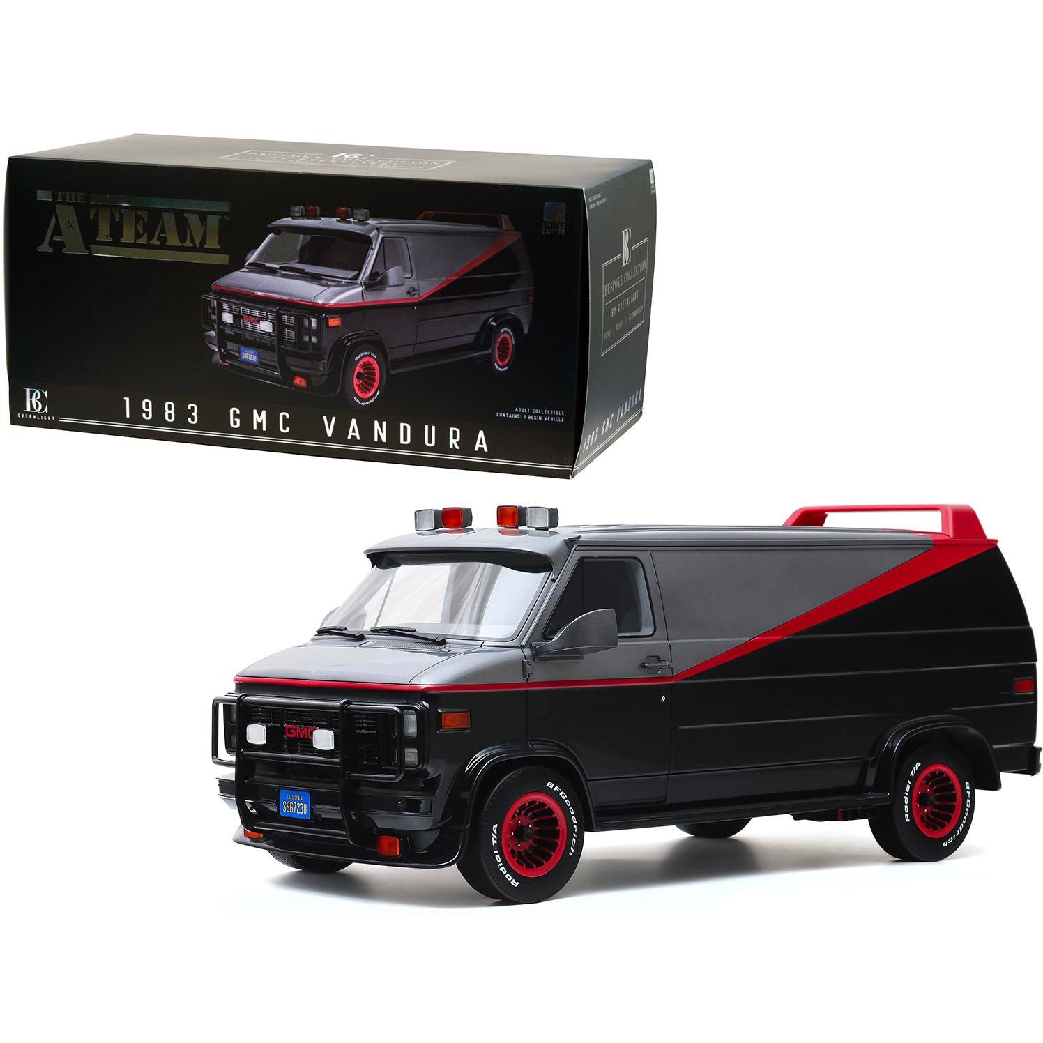 1983 GMC Vandura Van Black u0026 Silver w/Red Stripe The A-Team (1983-1987) TV Series Bespoke Collection 1/12 Mode by Greenlight