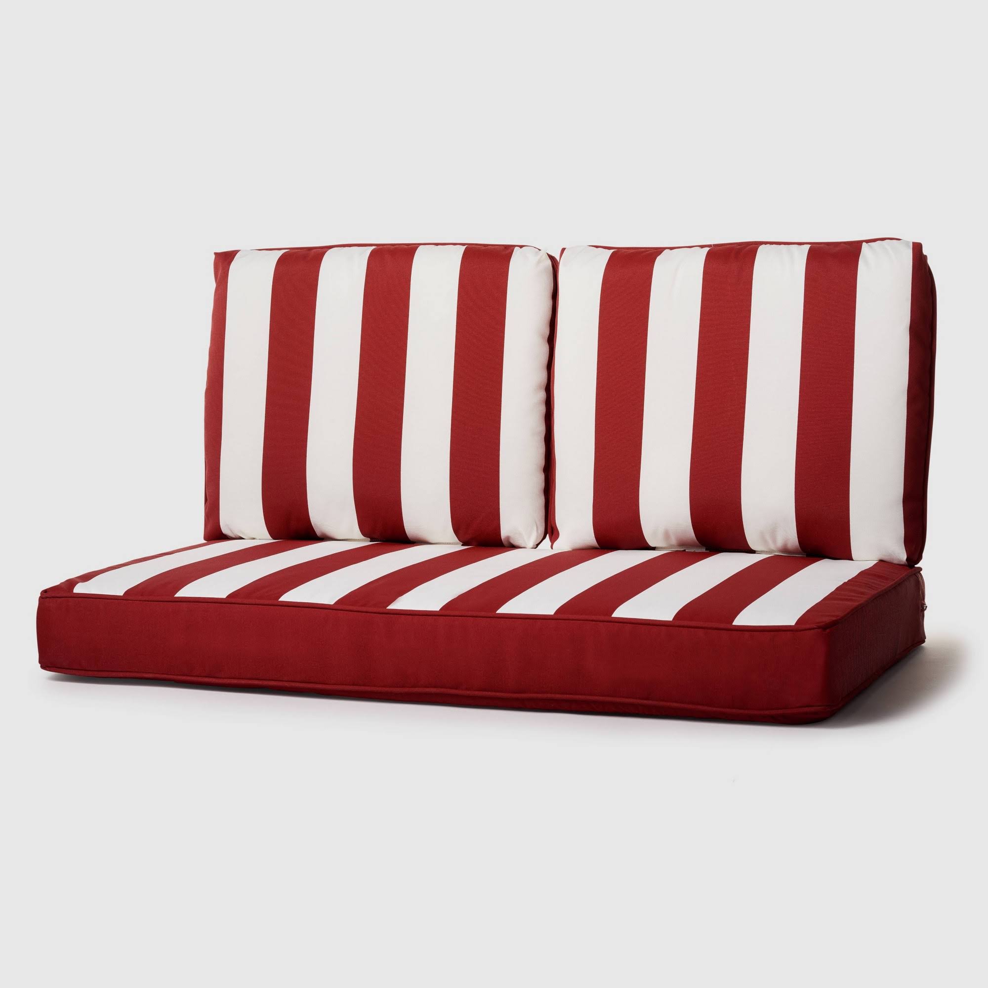 Rolston 3PC Outdoor Replacement Loveseat Sofa Cushion Set Red/White Wide Stripe - Haven Way