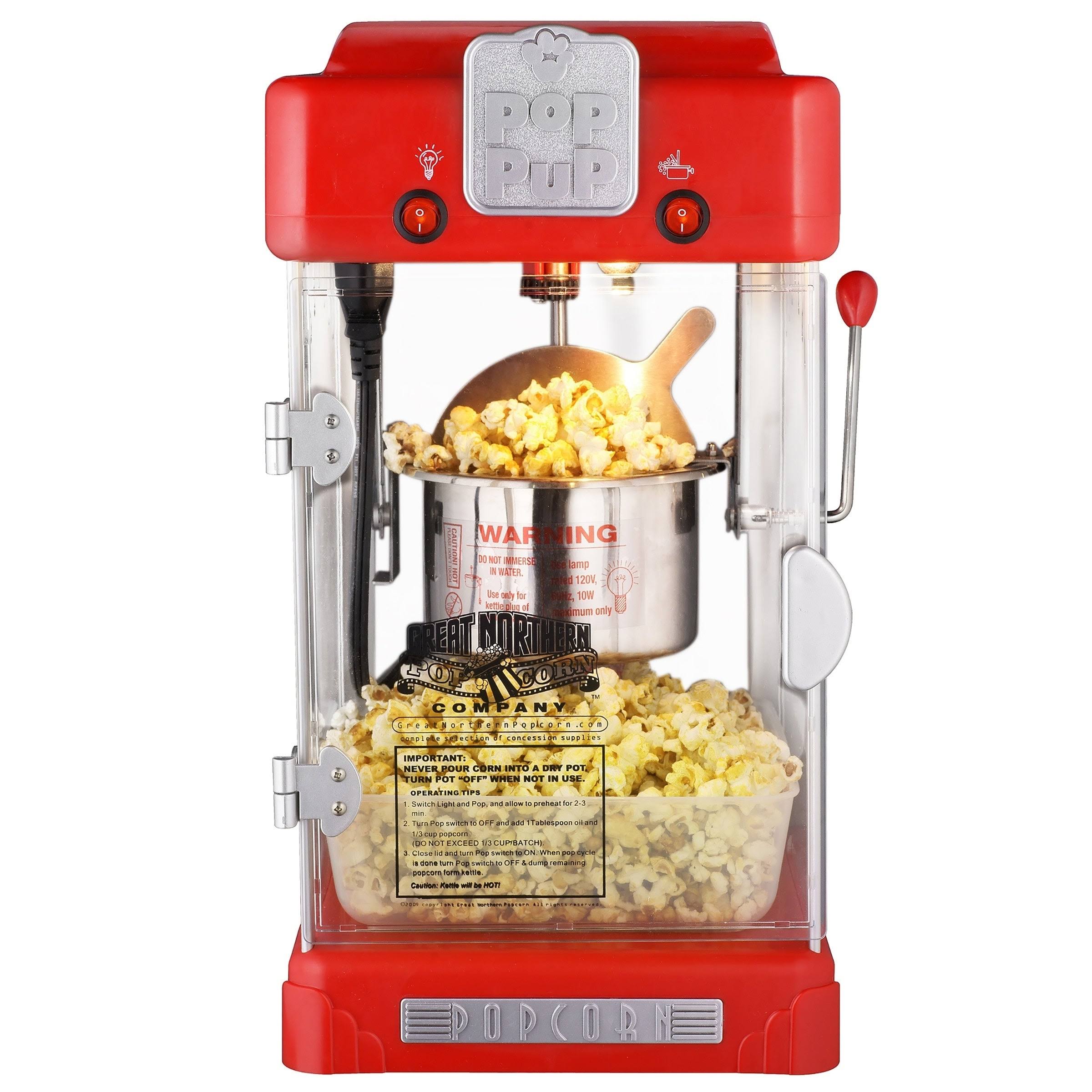 Great Northern Popcorn Company Popcorn Machine Pop Pup Retro Style Electric Popper Home Use 2.5 oz Counter Top