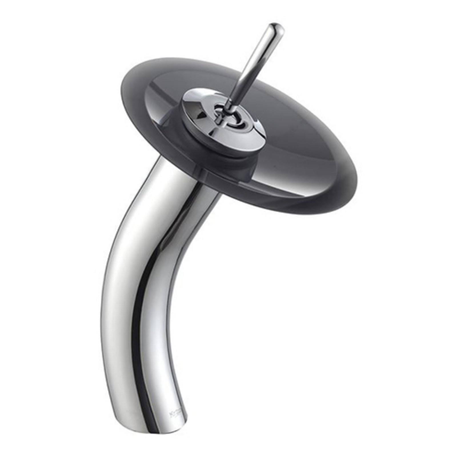 Kraus KGW-1700 Waterfall Vessel Sink Faucet Black Frosted Glass